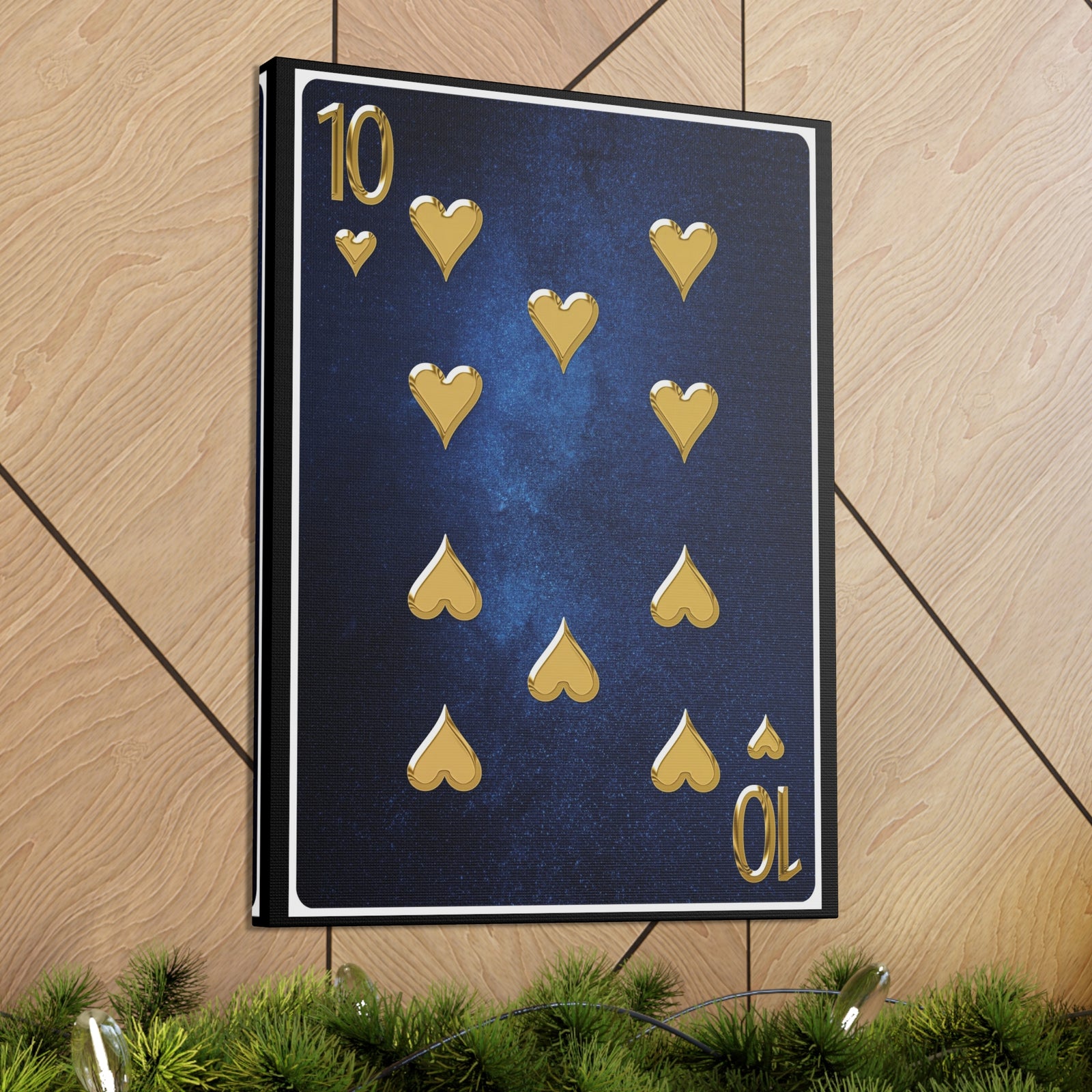 Ten Of Hearts Space Background Playing Card Canvas Wall Art for Home Decor Ready-to-Hang-Express Your Love Gifts