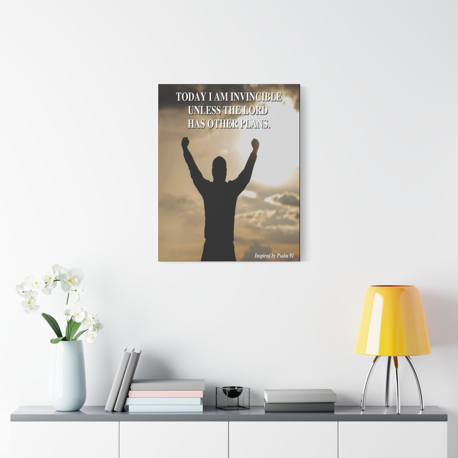 Scripture Walls Today I Am Invincible Canvas Psalm 91 Bible Verse Canvas Christian Wall Art Ready to Hang-Express Your Love Gifts