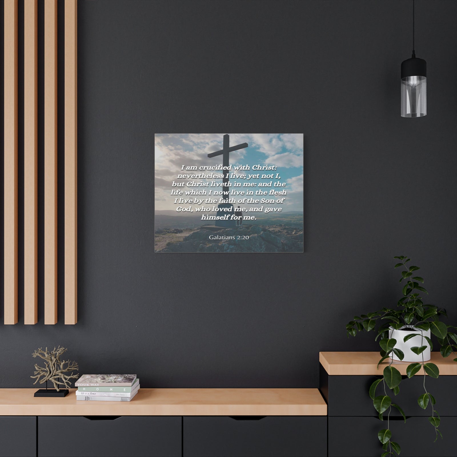 Scripture Canvas By The Faith Galatians 2:20 Christian Wall Art Bible Verse Print Ready to Hang-Express Your Love Gifts
