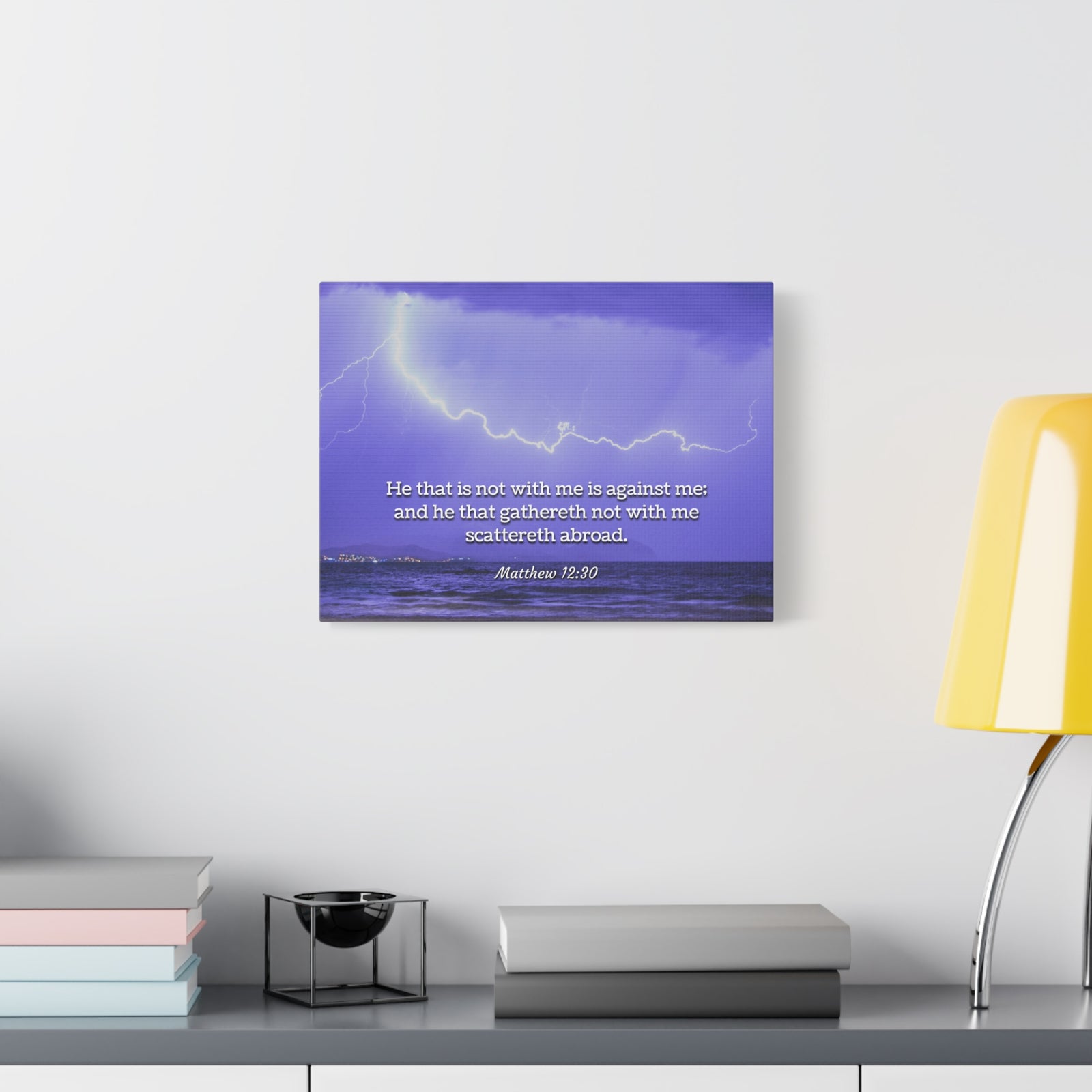 Scripture Canvas With Christ Matthew 12:30 Christian Wall Art Bible Verse Print Ready to Hang-Express Your Love Gifts
