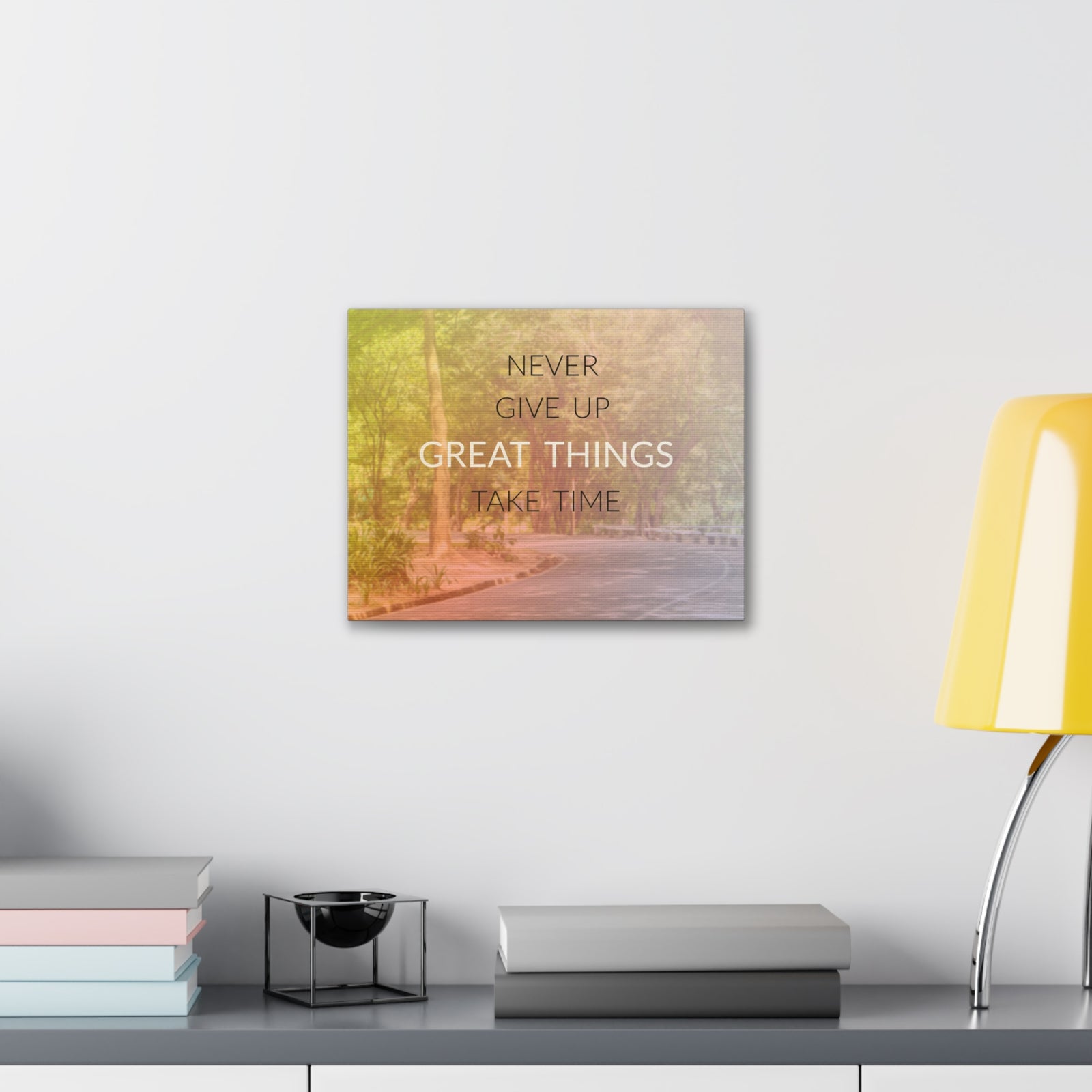 Inspirational Quote Canvas Never Give Up Motivational Print Ready to Hang Artwork-Express Your Love Gifts