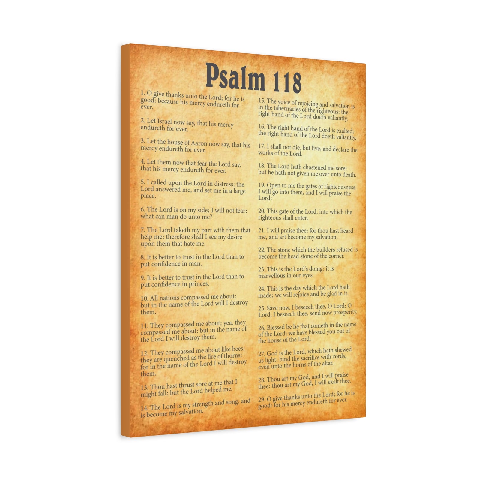 Scripture Walls Psalm 118 Gold Bible Chapter Canvas Christian Wall Art Ready to Hang-Express Your Love Gifts