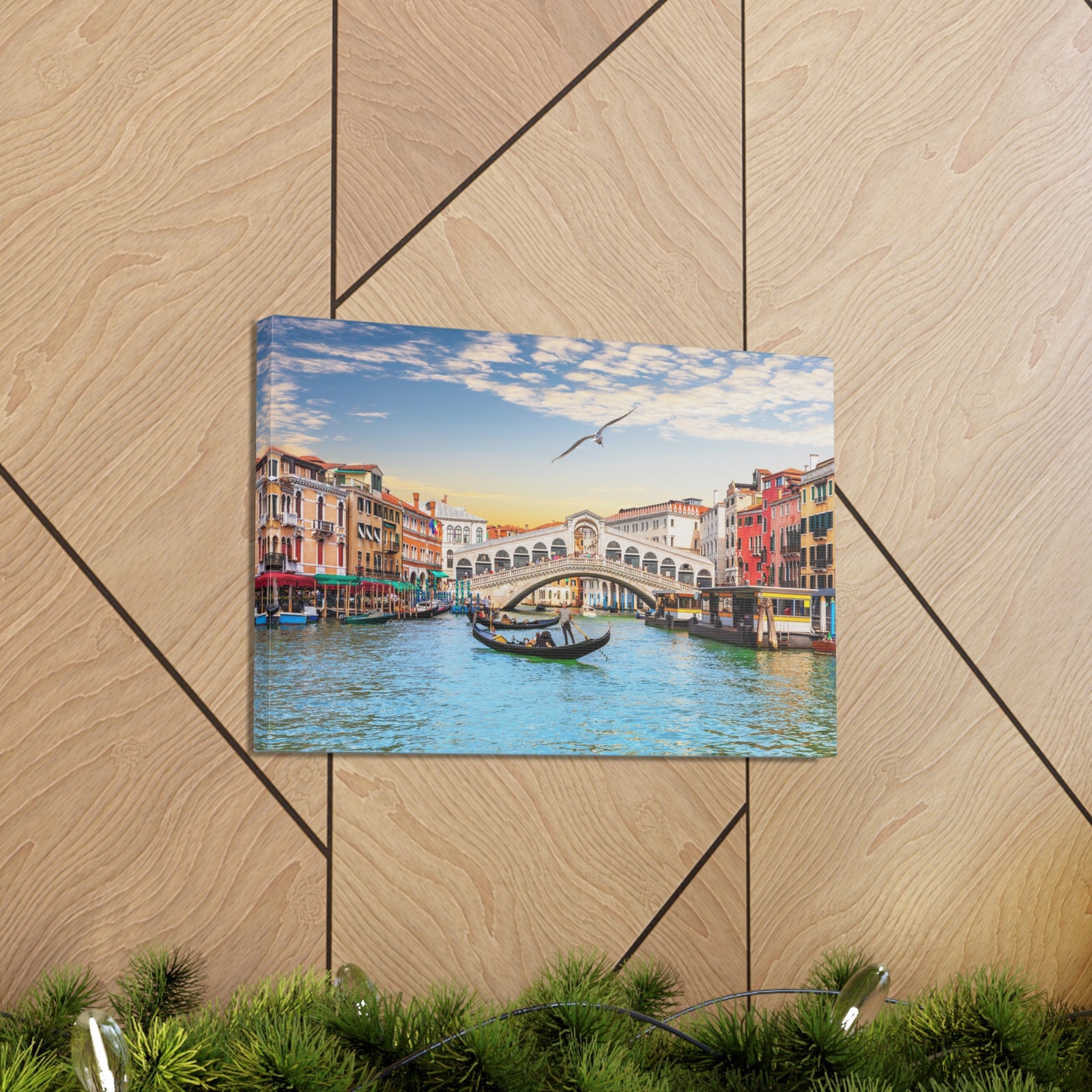 Venice Rialto Bridge Nature Wilderness Photography Canvas Wall Art for Home Decor Ready-to-Hang-Express Your Love Gifts