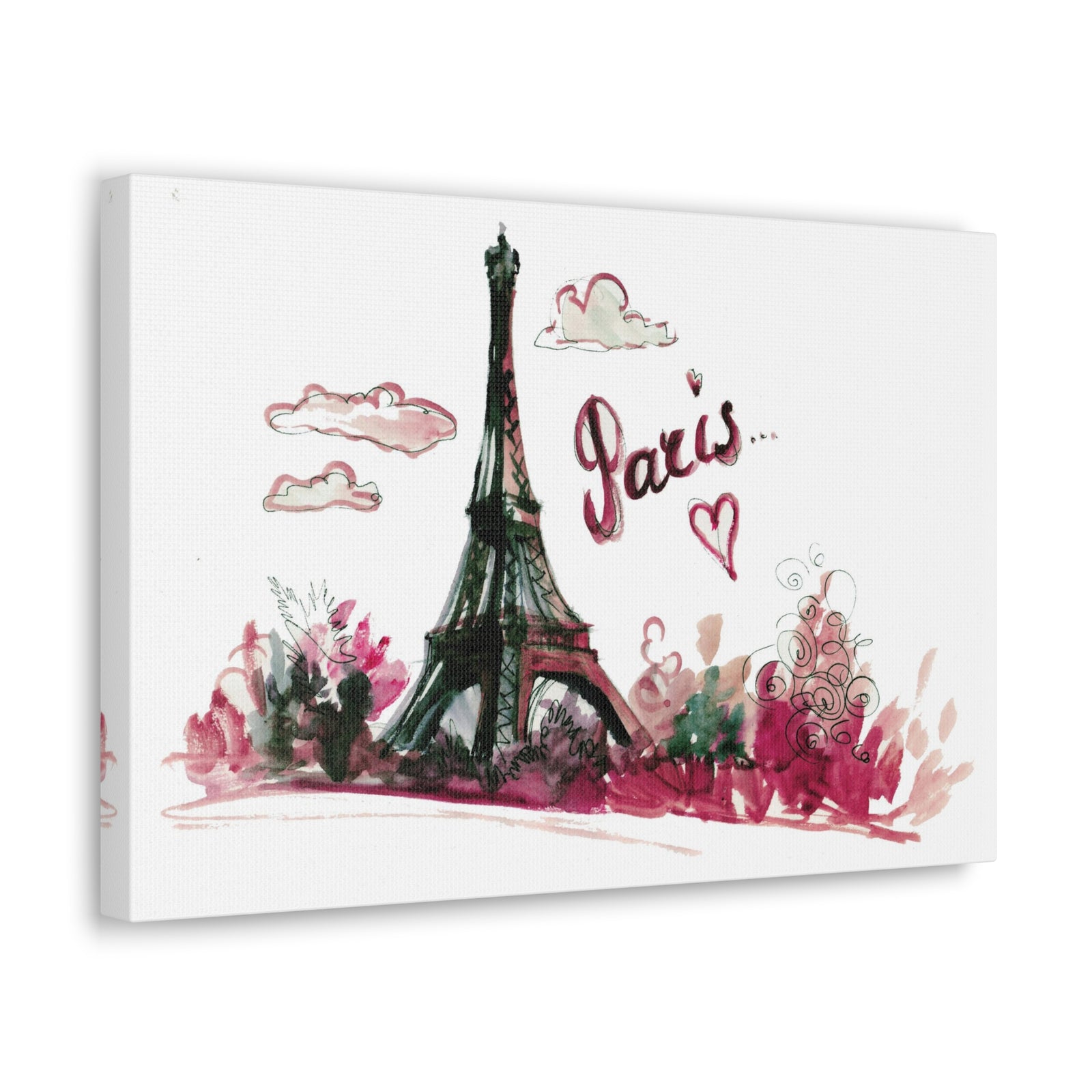 Pink Eiffel Tower Illustration Paris France Canvas Artwork High-Quality Breathtaking French City for Home Decor Ready to Hang-Express Your Love Gifts