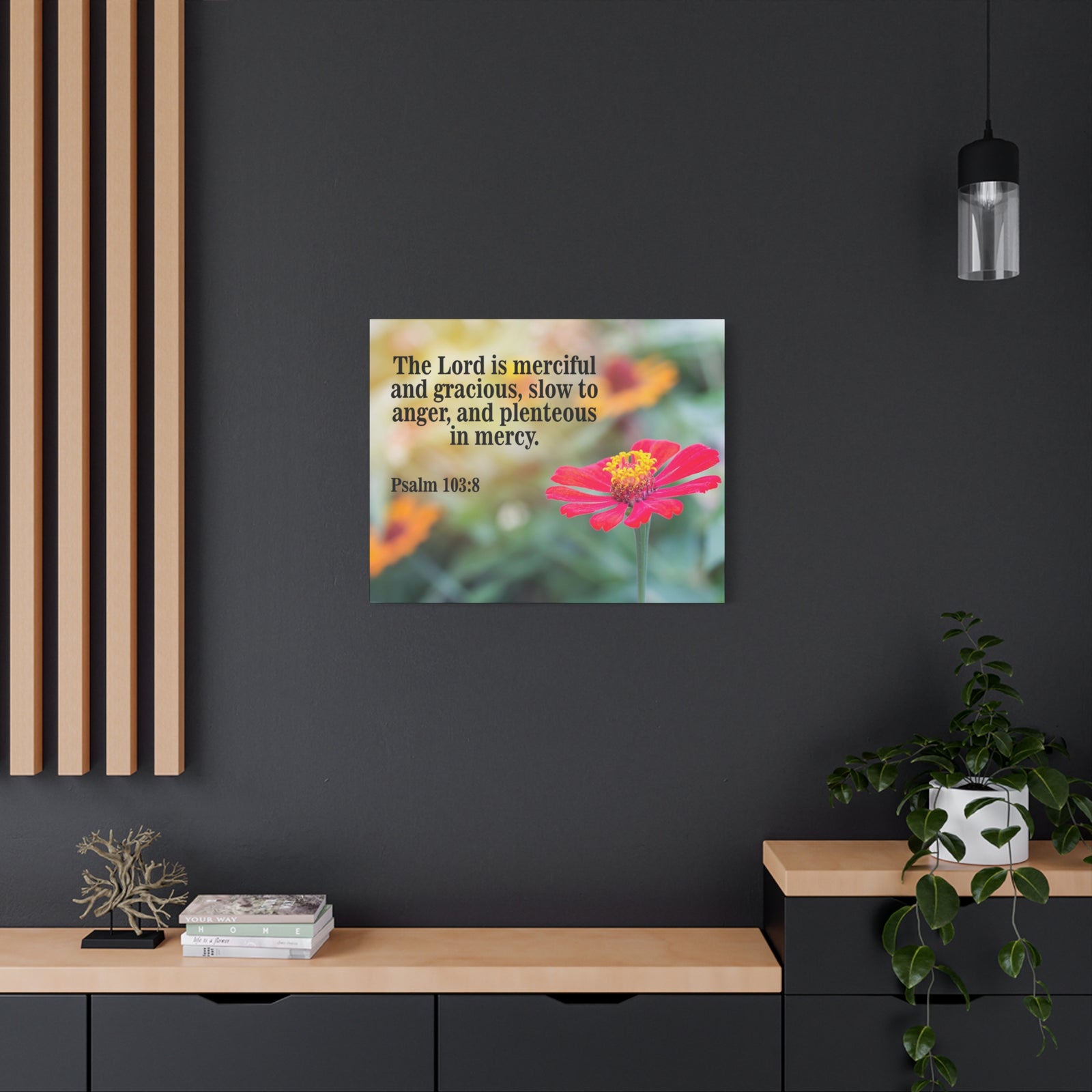 Scripture Canvas The Lord is Merciful and Gracious Psalm 103:8 Christian Wall Art Bible Verse Print Ready to Hang-Express Your Love Gifts
