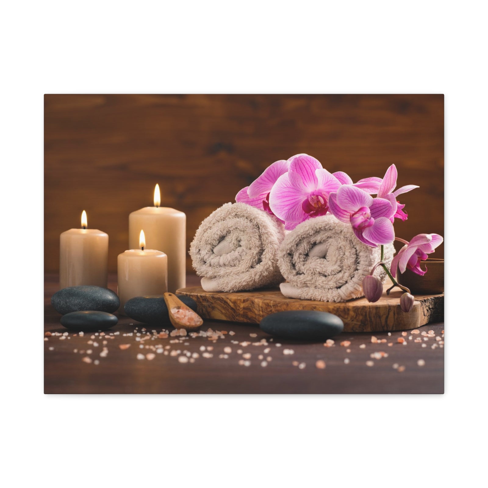 Rolled Towel and Orchids Forest Floral Nature Photography Canvas Wall Art for Home Decor Ready-to-Hang-Express Your Love Gifts