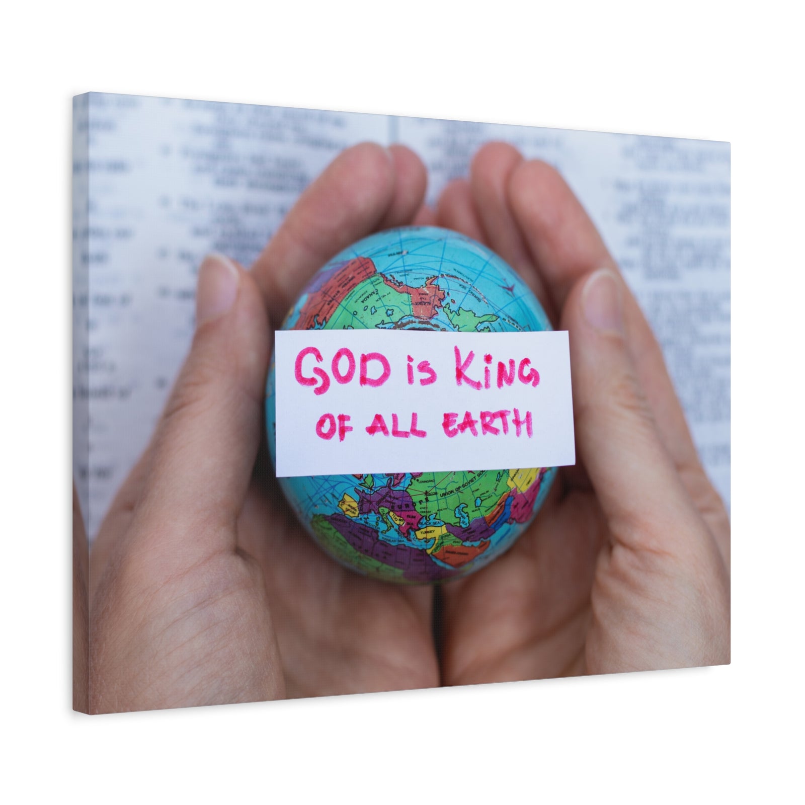Scripture Canvas King Of All Earth Psalm 29:10 Christian Wall Art Bible Verse Print Ready to Hang-Express Your Love Gifts
