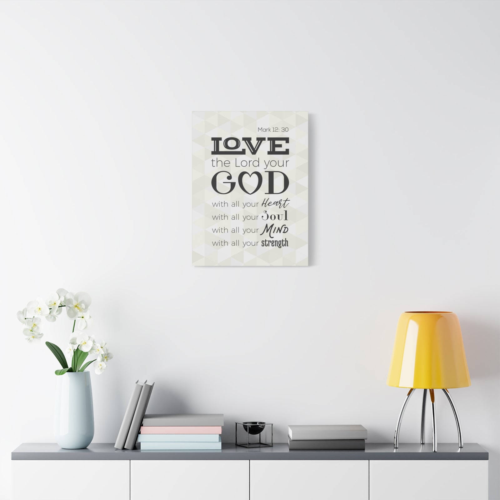Scripture Canvas Love The Lord Your God Mark 12:30 Christian Wall Art Bible Verse Print Ready To Hang-Express Your Love Gifts