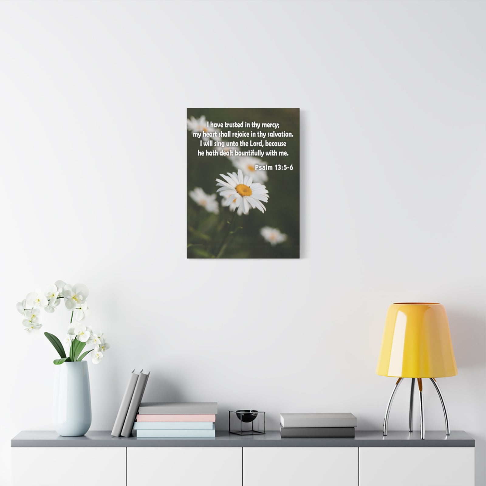 Scripture Canvas Rejoice in Thy Salvation Psalm 13:5-6 Christian Wall Art Bible Verse Print Ready to Hang-Express Your Love Gifts
