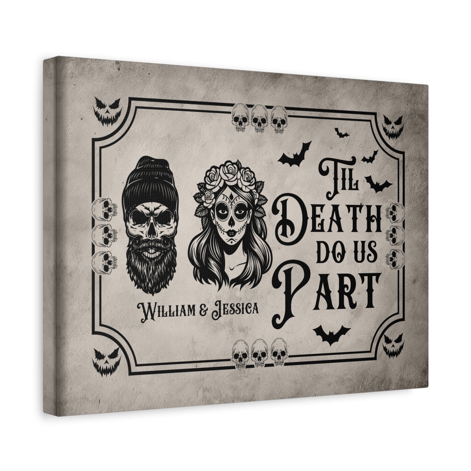 Personalized Till Death Do Us Part Canvas – Gothic Wedding Wall Art-Express Your Love Gifts