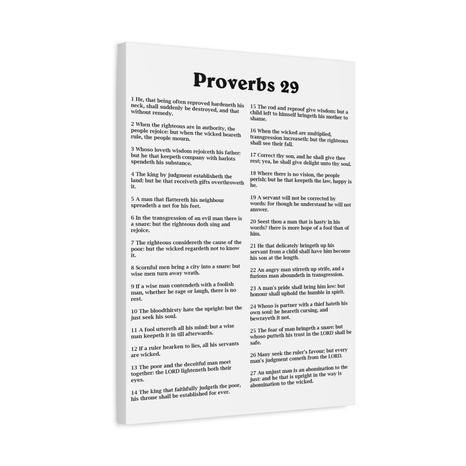 Scripture Walls Proverbs Chapter 29 White Bible Canvas Christian Wall Art Ready to Hang Unframed-Express Your Love Gifts