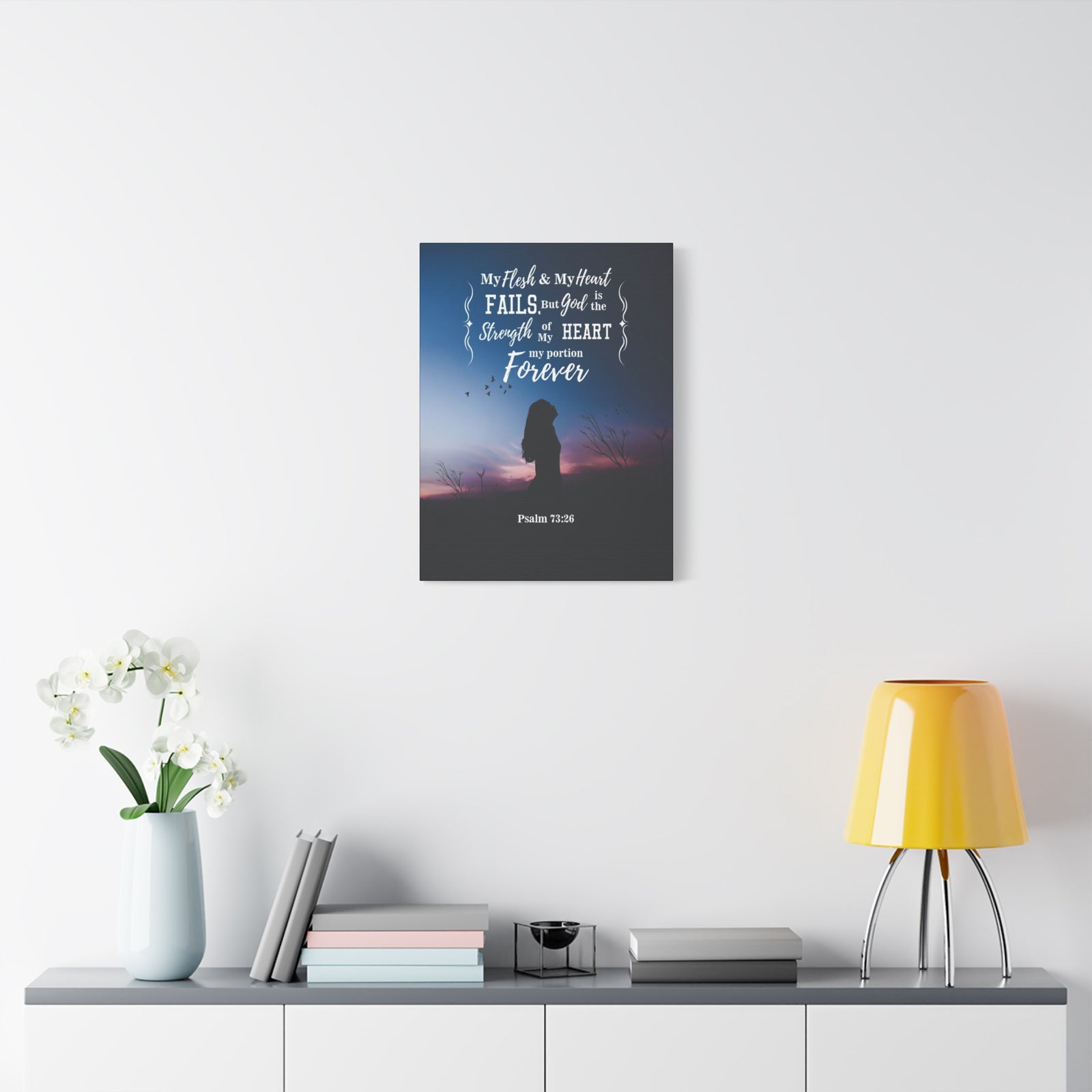 Scripture Canvas My Flesh and Heart Psalm 73:26 Christian Wall Art Bible Verse Print Ready to Hang-Express Your Love Gifts