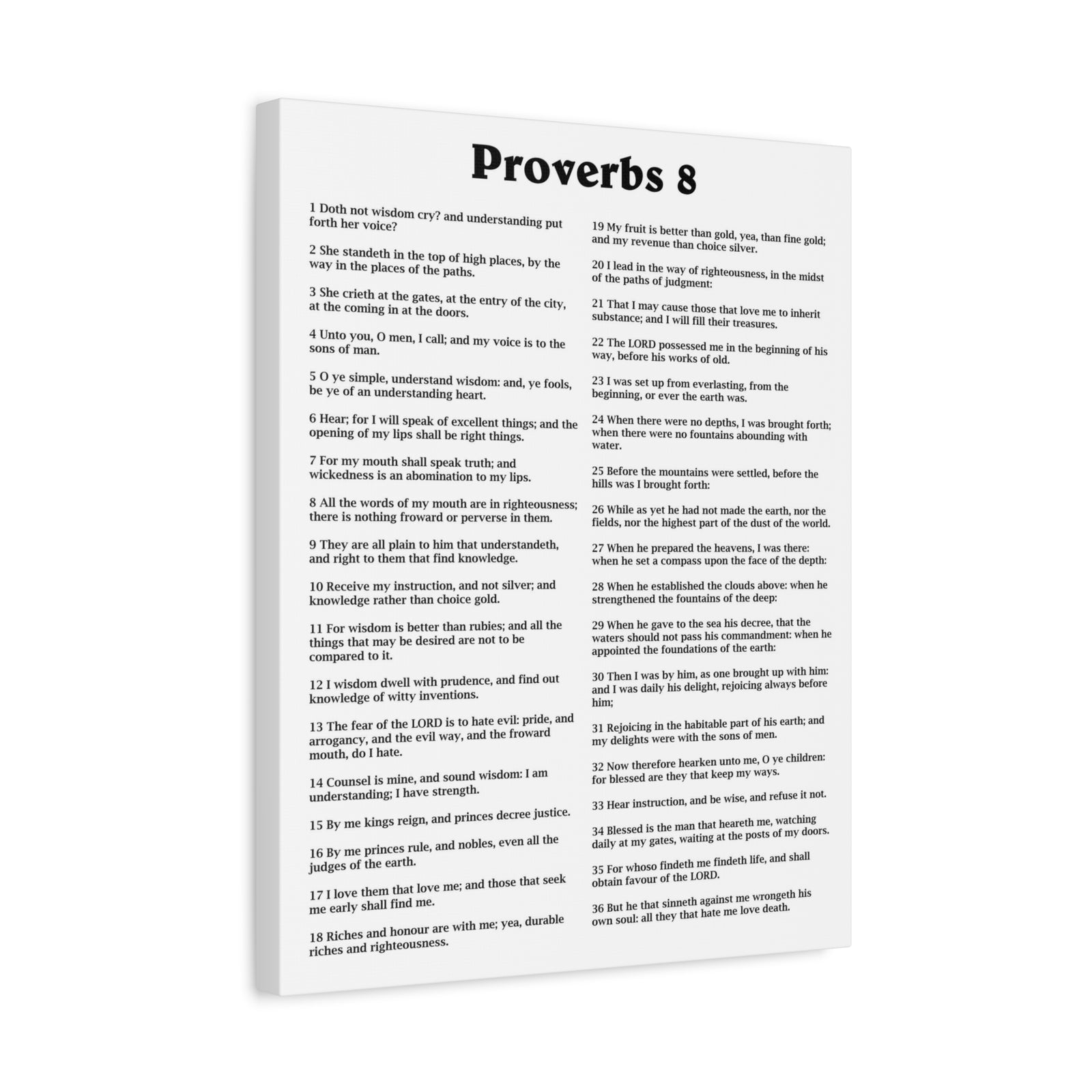 Scripture Walls Proverbs Chapter 8 White Bible Canvas Christian Wall Art Ready to Hang Unframed-Express Your Love Gifts