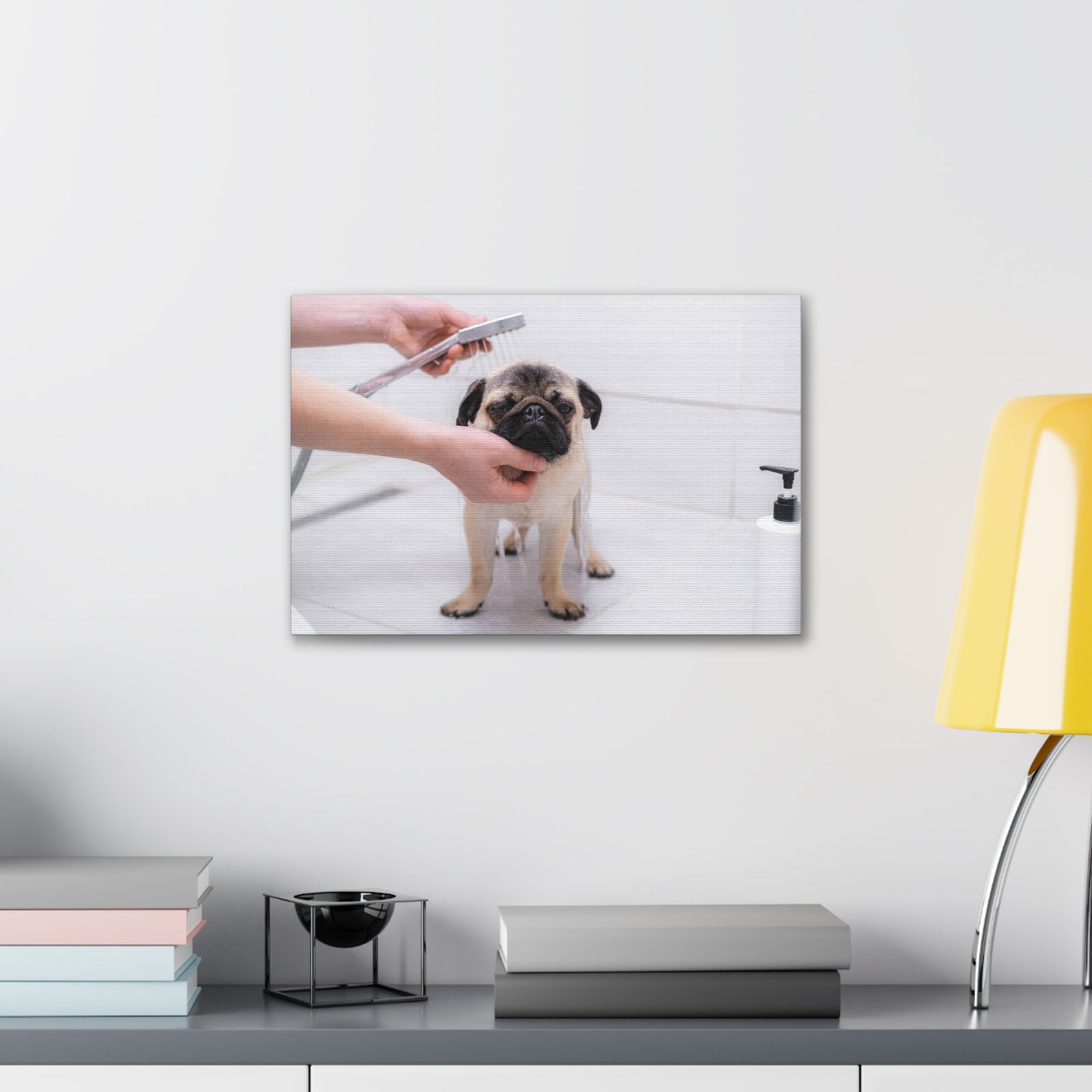 Cute Pug Bathee Canvas Wall Art for Home Decor Ready-to-Hang-Express Your Love Gifts