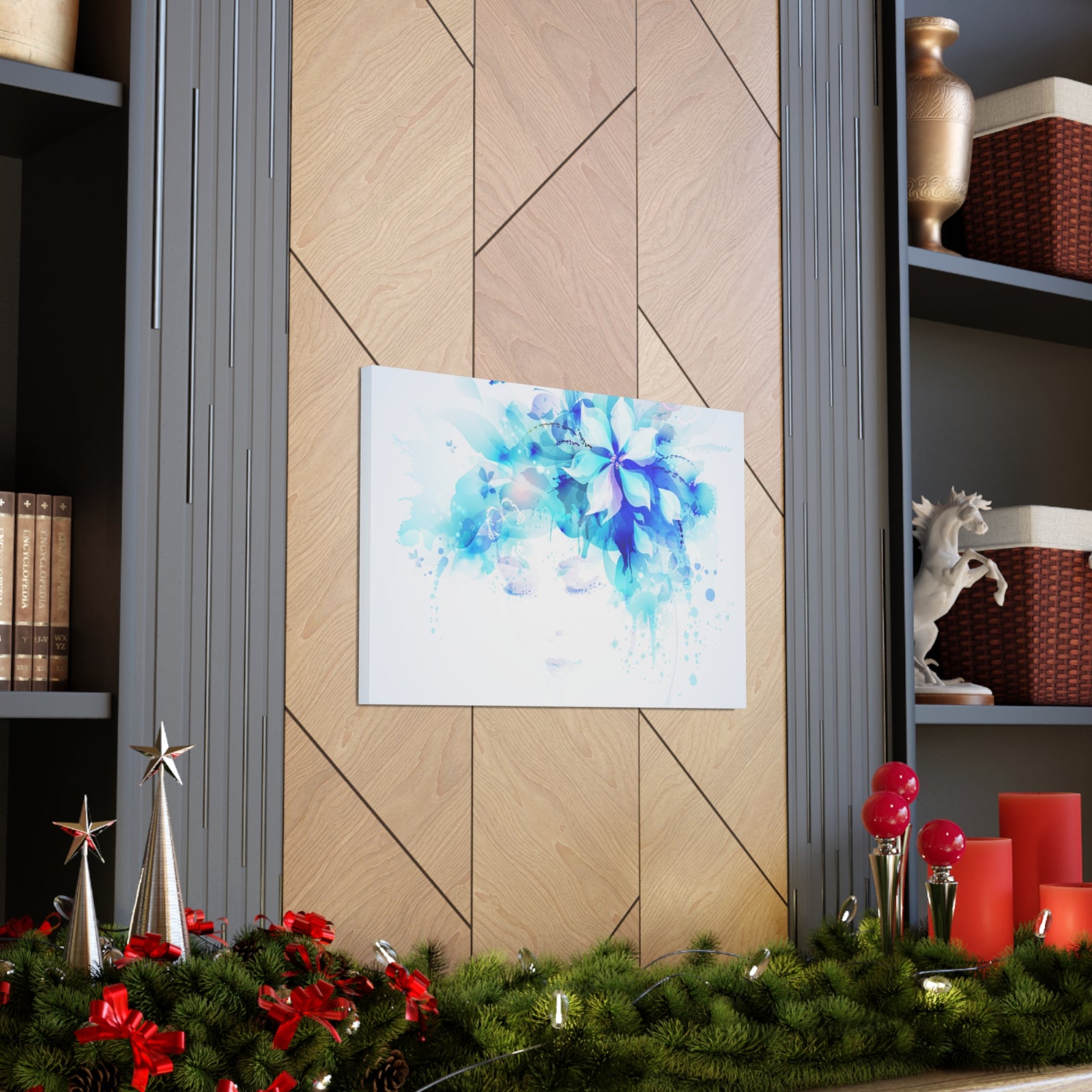 Beautiful Women With Abstract Elements And Butterflies Flower Canvas Wall Art for Home Decor Ready-to-Hang-Express Your Love Gifts