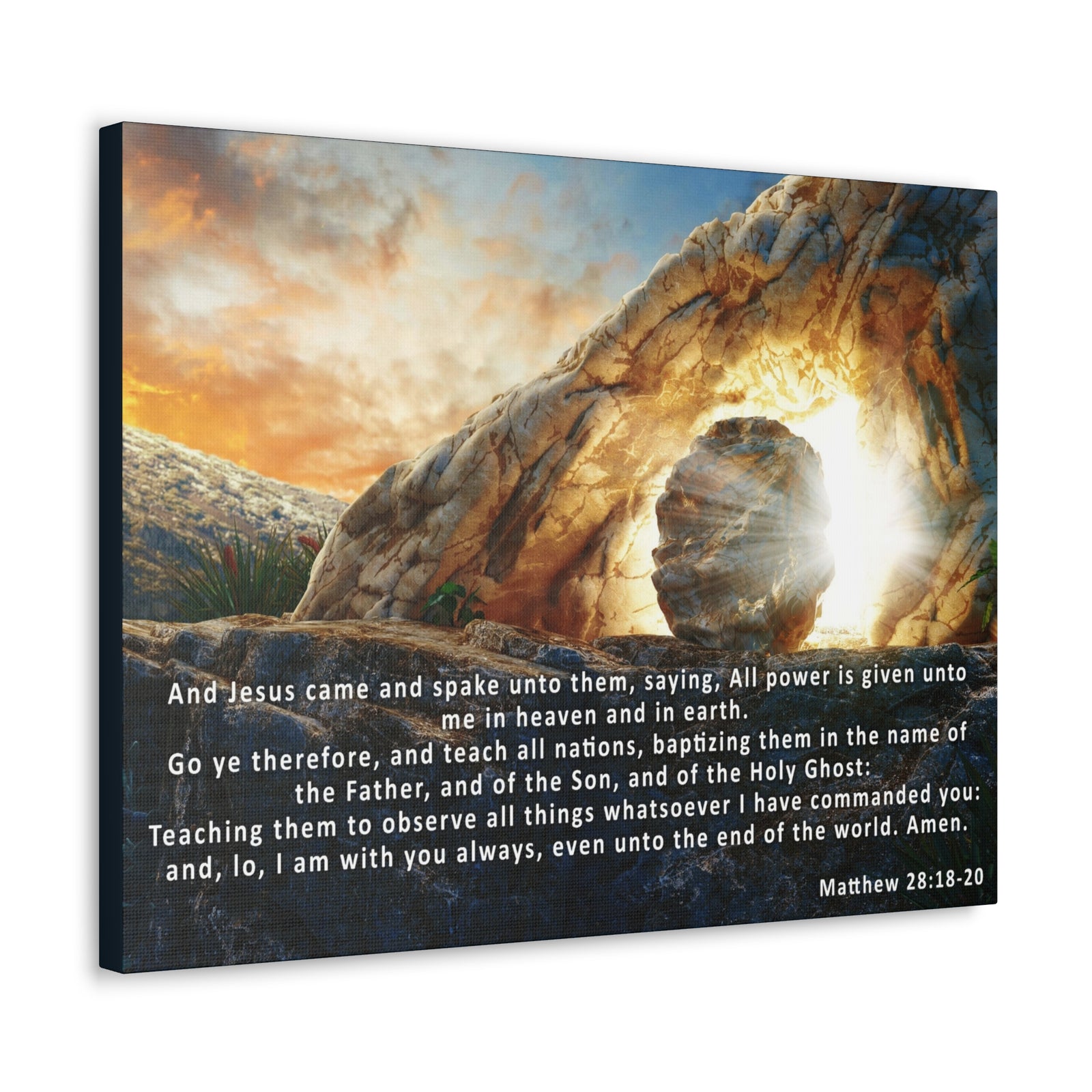 Scripture Walls Matthew 28:18-20 KJV Bible Verse Canvas Christian Wall Art Ready to Hang Unframed-Express Your Love Gifts