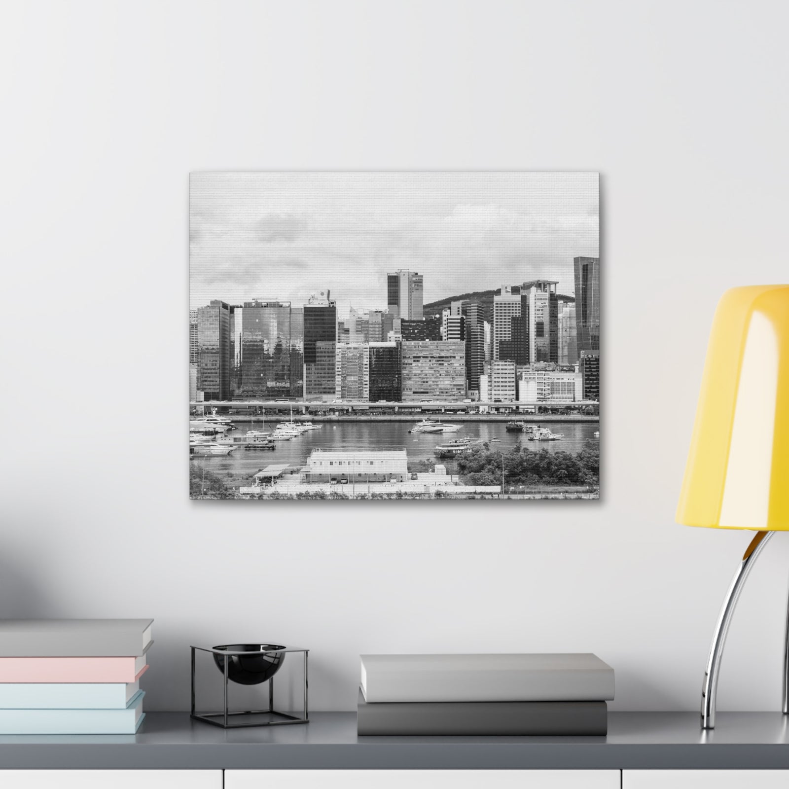Hong Kong Black And White Skyline Canvas Artwork High-Quality Breathtaking Stunning Cityscape for Home Decor Ready to Hang-Express Your Love Gifts
