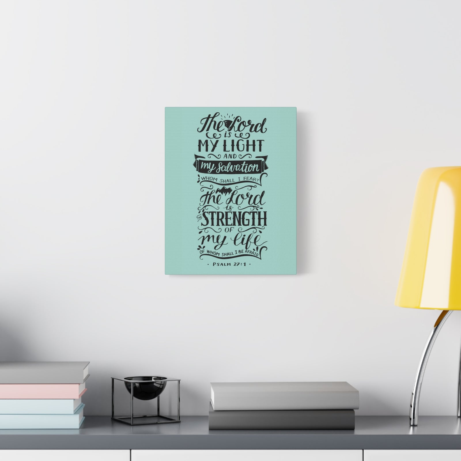 Scripture Canvas The Lord Is My Light Psalm 27 :1 Christian Wall Art Bible Verse Print Ready To Hang-Express Your Love Gifts