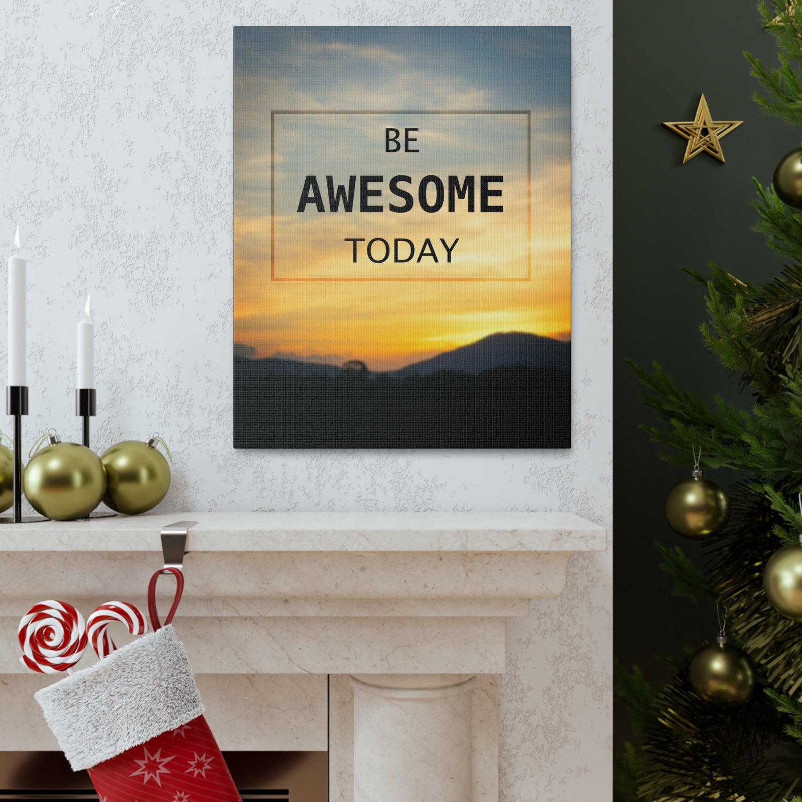 Inspirational Quote Canvas Be Awesome Today Motivational Print Ready to Hang Artwork-Express Your Love Gifts