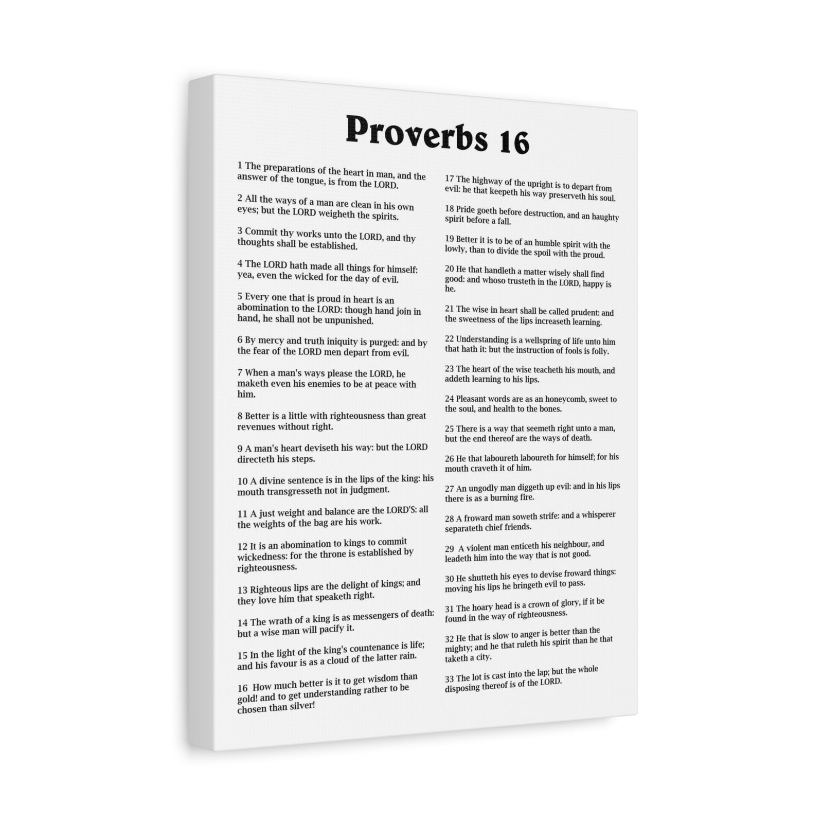 Scripture Walls Proverbs Chapter 16 White Bible Canvas Christian Wall Art Ready to Hang Unframed-Express Your Love Gifts