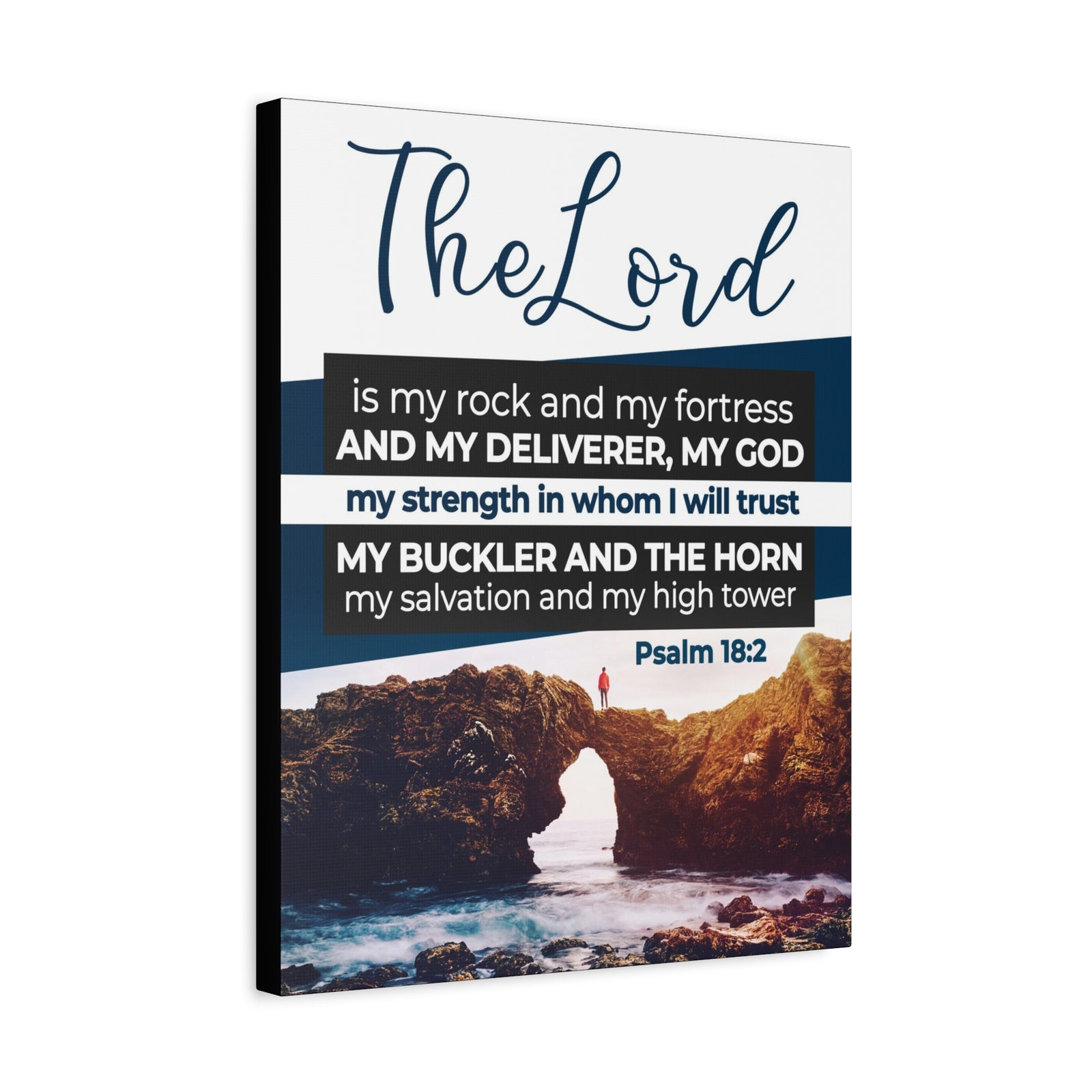 Scripture Canvas The Lord is My Rock Psalm 18:2 KJV Christian Wall Art Bible Verse Print Ready to Hang-Express Your Love Gifts