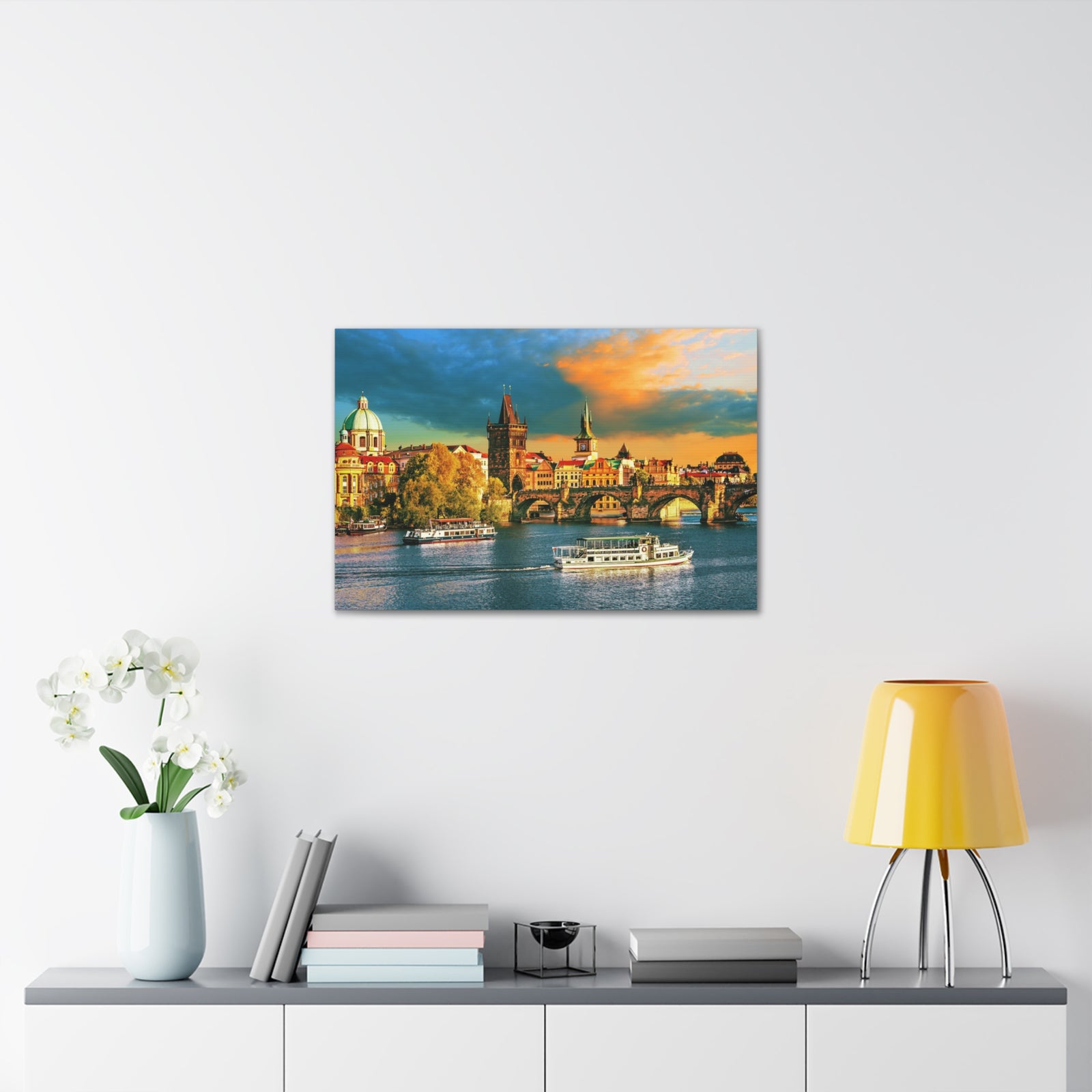 Prague Daytime Skyline Canvas Artwork High-Quality Breathtaking Stunning Cityscape for Home Decor Ready to Hang-Express Your Love Gifts