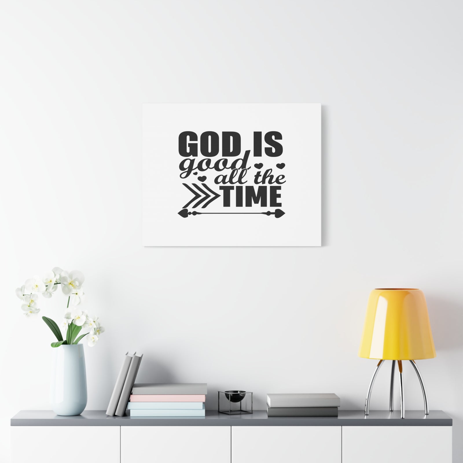 Scripture Canvas God Is Good All The Time Psalm 107:1 Christian Wall Art Bible Verse Print Ready to Hang-Express Your Love Gifts
