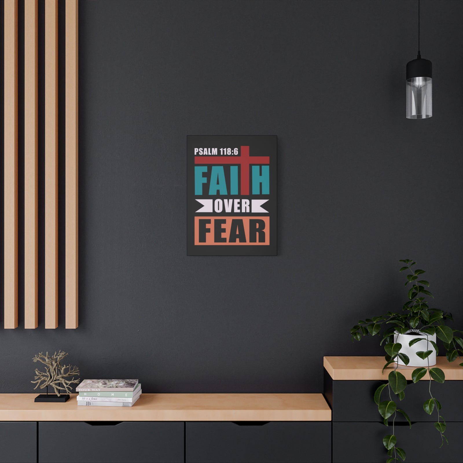 Scripture Walls Faith Over Fear Psalm 118:6 Bible Verse Canvas Christian Wall Art Ready To Hang-Express Your Love Gifts