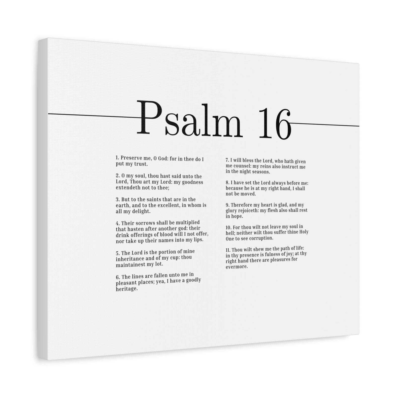 Scripture Canvas Therefore My Heart Is Glad Psalm 16 Christian Wall Art Bible Verse Print Ready to Hang-Express Your Love Gifts