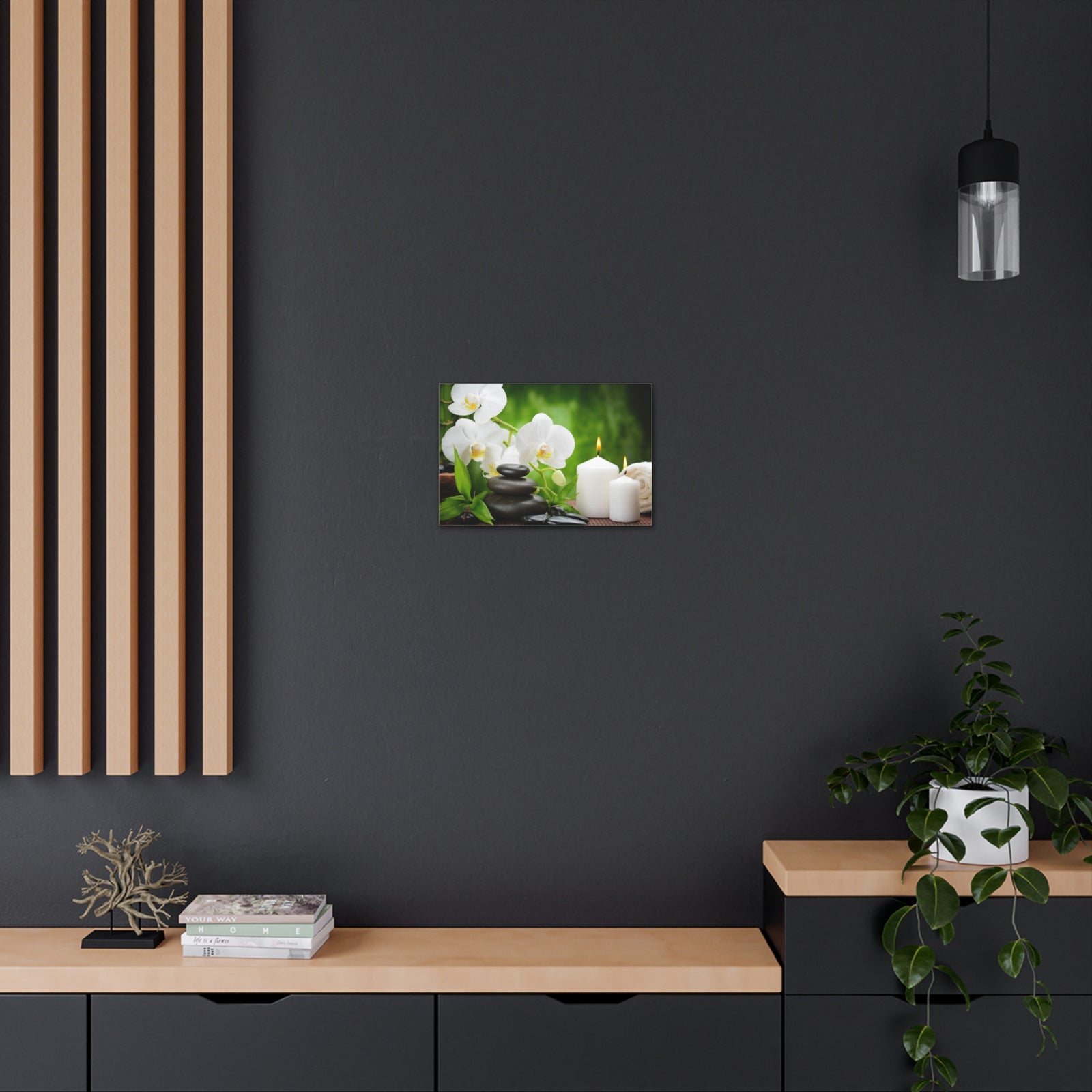 Zen Basalt Stones Forest Floral Nature Photography Canvas Wall Art for Home Decor Ready-to-Hang-Express Your Love Gifts