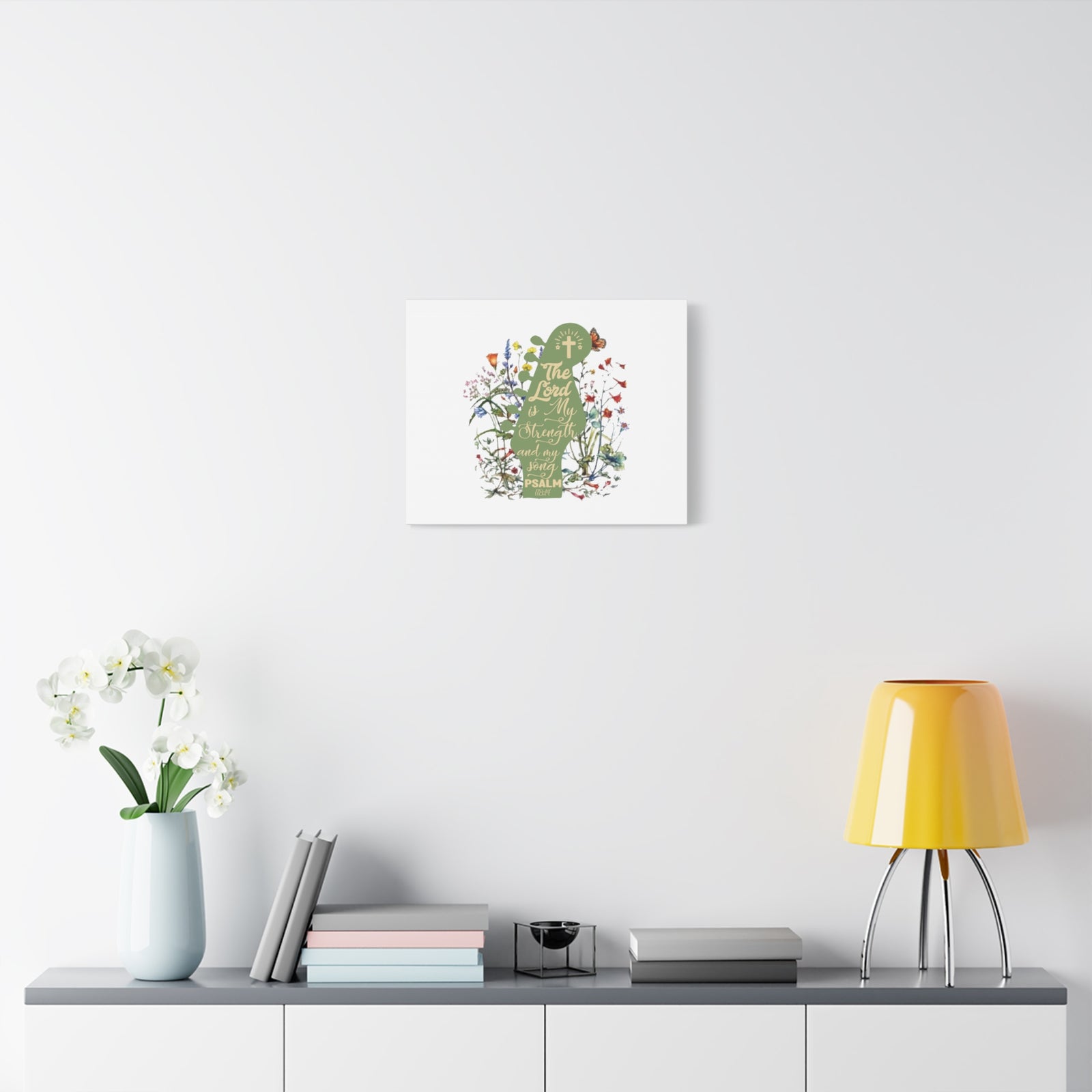 Scripture Canvas The Lord Is My Strength Psalm 118:14 Christian Wall Art Bible Verse Print Ready to Hang-Express Your Love Gifts