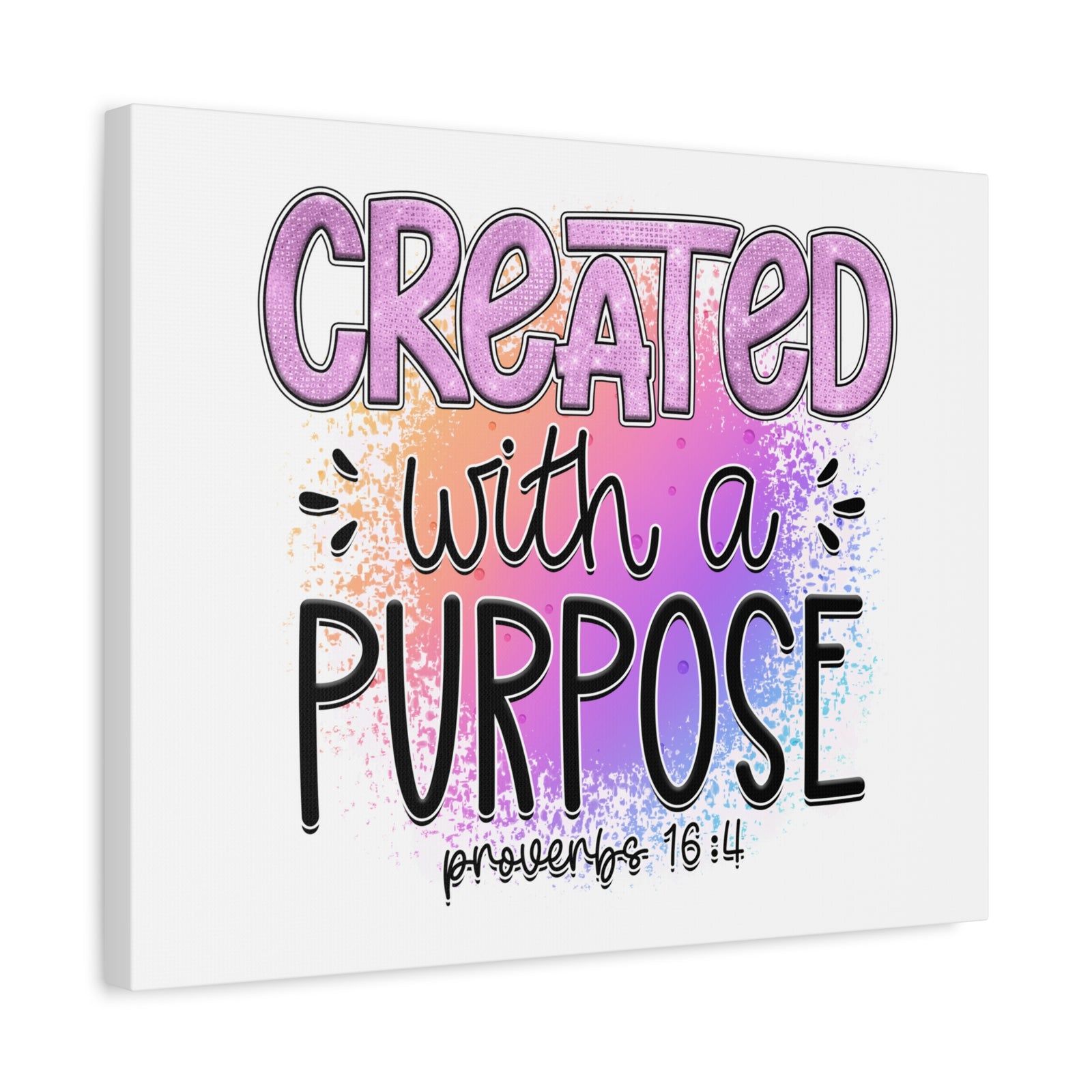 Scripture Walls Proverbs 16:4 Created With a Purpose Purple Bible Verse Canvas Christian Wall Art Ready to Hang Unframed-Express Your Love Gifts