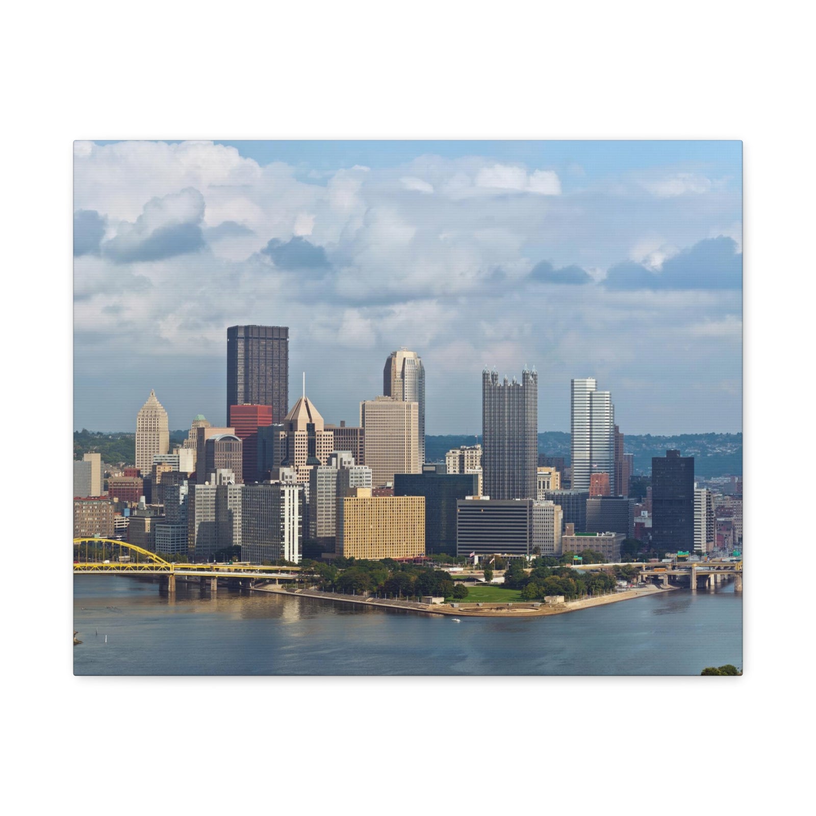 Pittsburgh Daytime Skyline Canvas Artwork High-Quality Breathtaking Stunning Cityscape for Home Decor Ready to Hang-Express Your Love Gifts