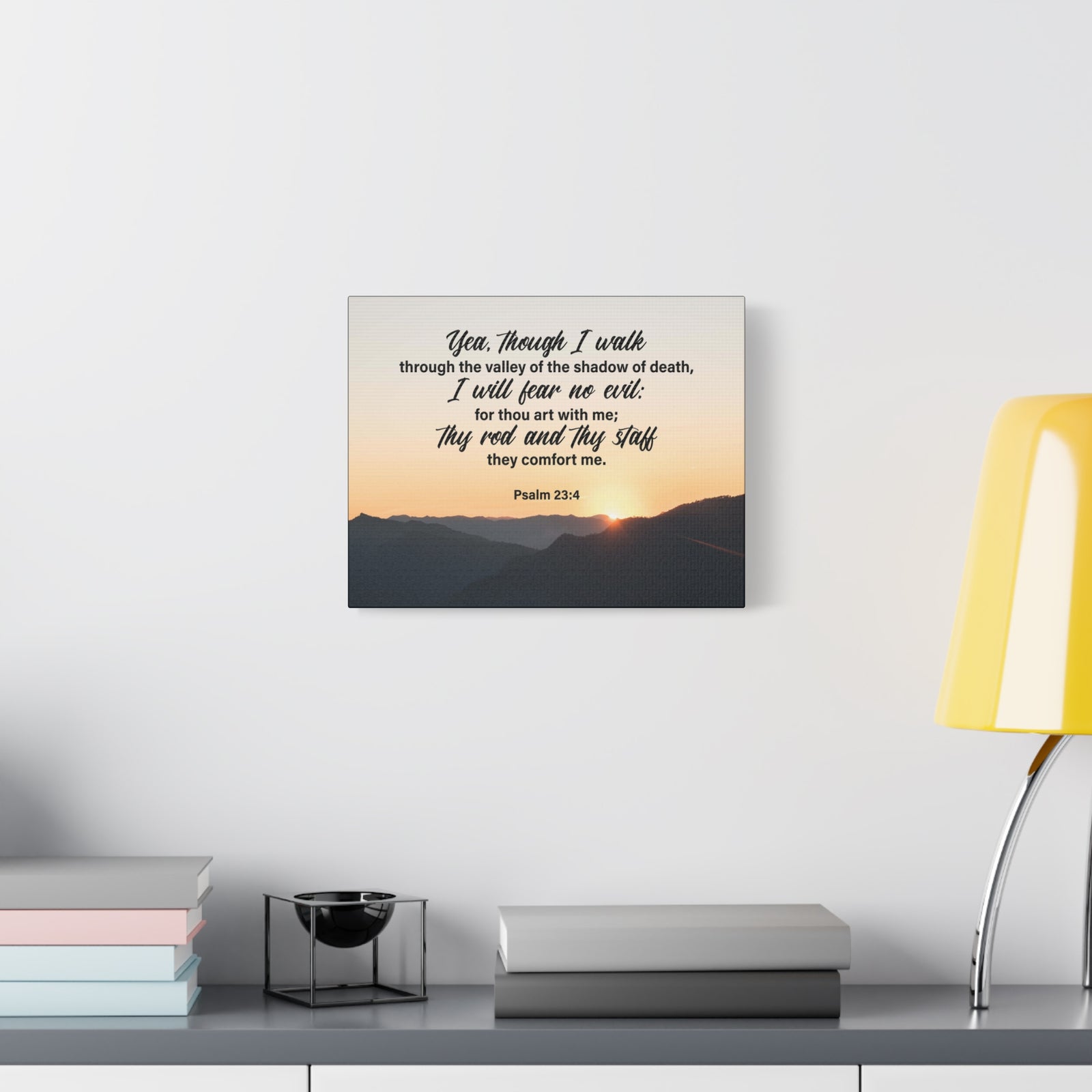 Bible Verse Canvas I WIll Fear No Evil Psalm 23:4 Wall Art Christian Home Decor Psalm 23:4-Express Your Love Gifts