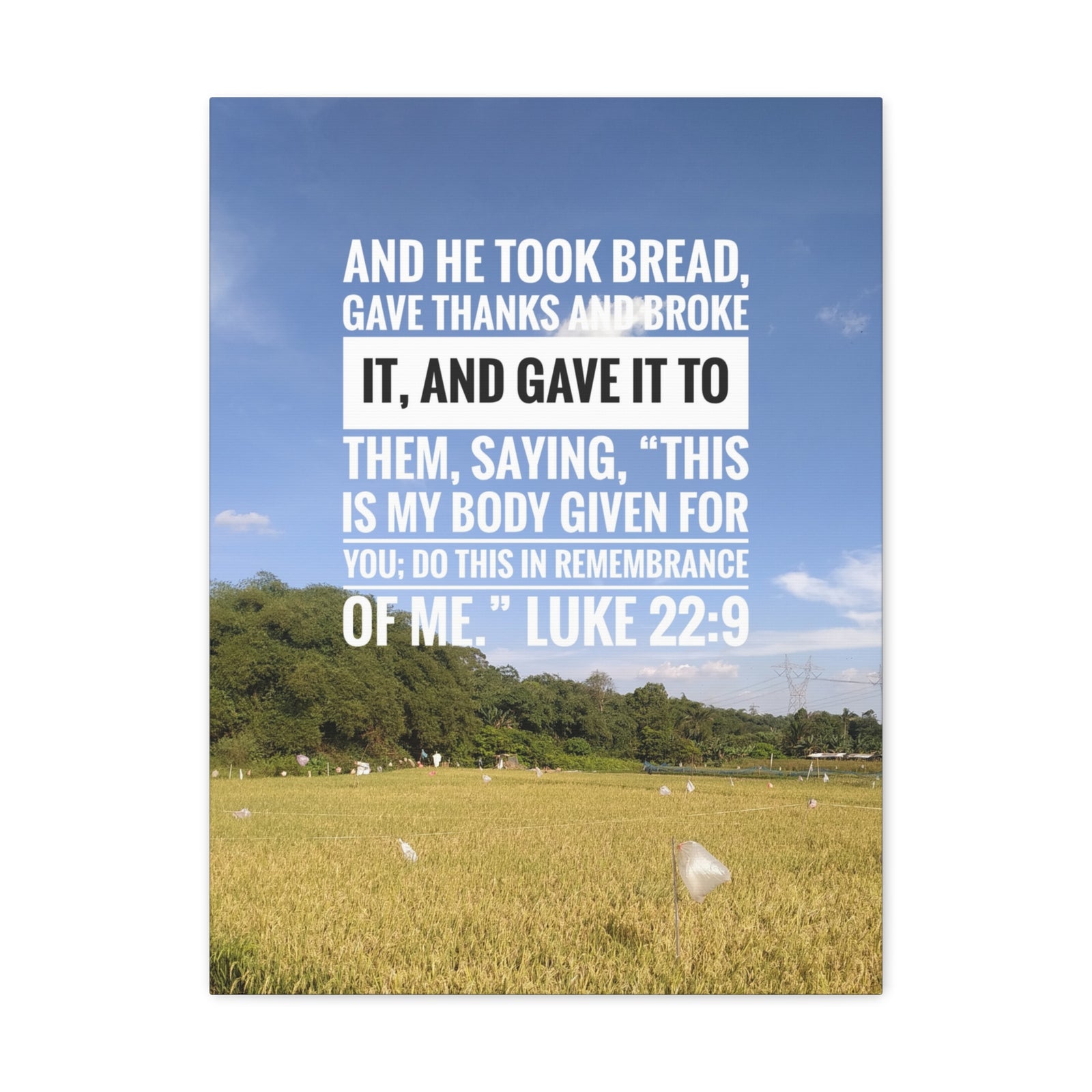 Scripture Canvas Gave Thanks Luke 22:9 Christian Wall Art Bible Verse Print Ready to Hang-Express Your Love Gifts