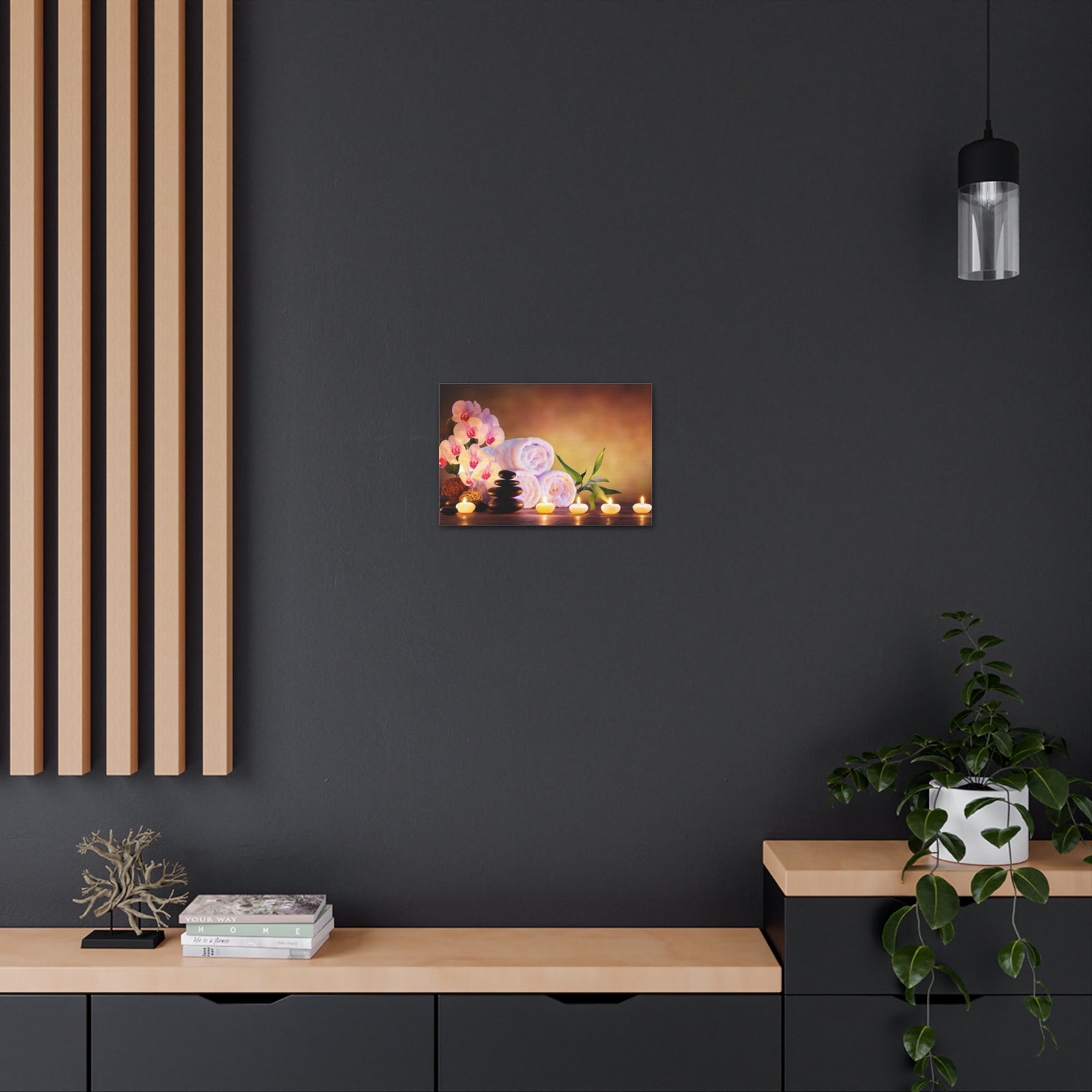 Massage Stones with Towels Forest Floral Nature Photography Canvas Wall Art for Home Decor Ready-to-Hang-Express Your Love Gifts