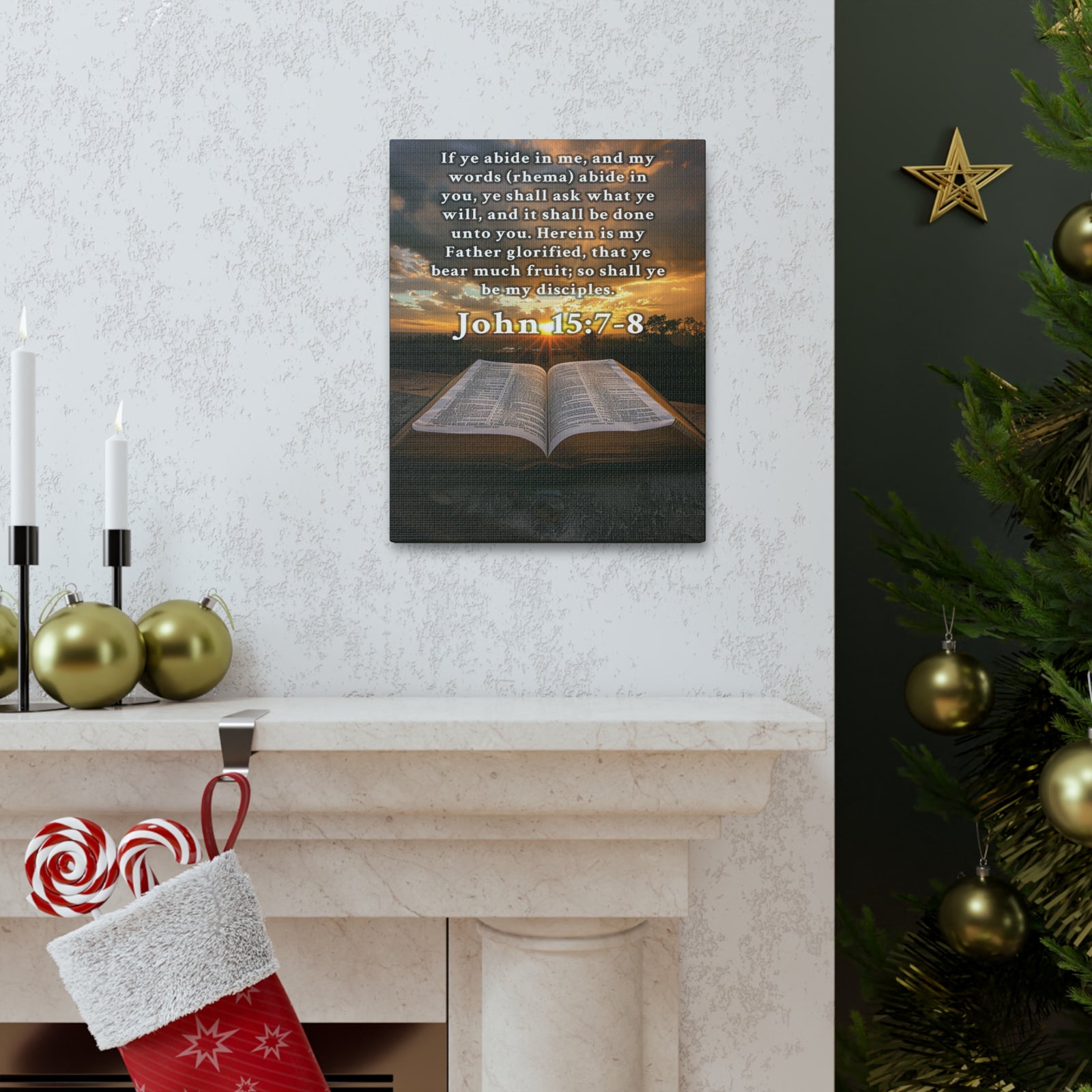 Scripture Walls John 15:7-8 KJV Bible Verse Canvas Christian Wall Art Ready to Hang Unframed-Express Your Love Gifts