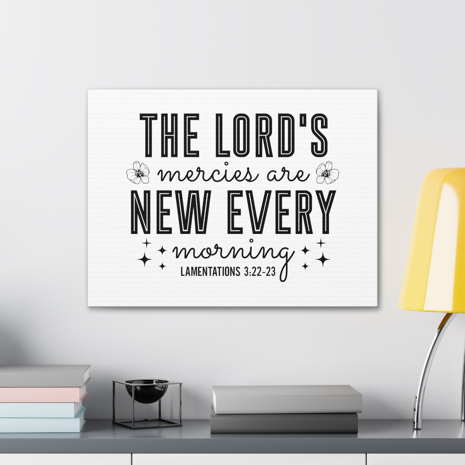 Scripture Walls Lamentations 3:22-23 New Every Morning Bible Verse Canvas Christian Wall Art Ready to Hang Unframed-Express Your Love Gifts
