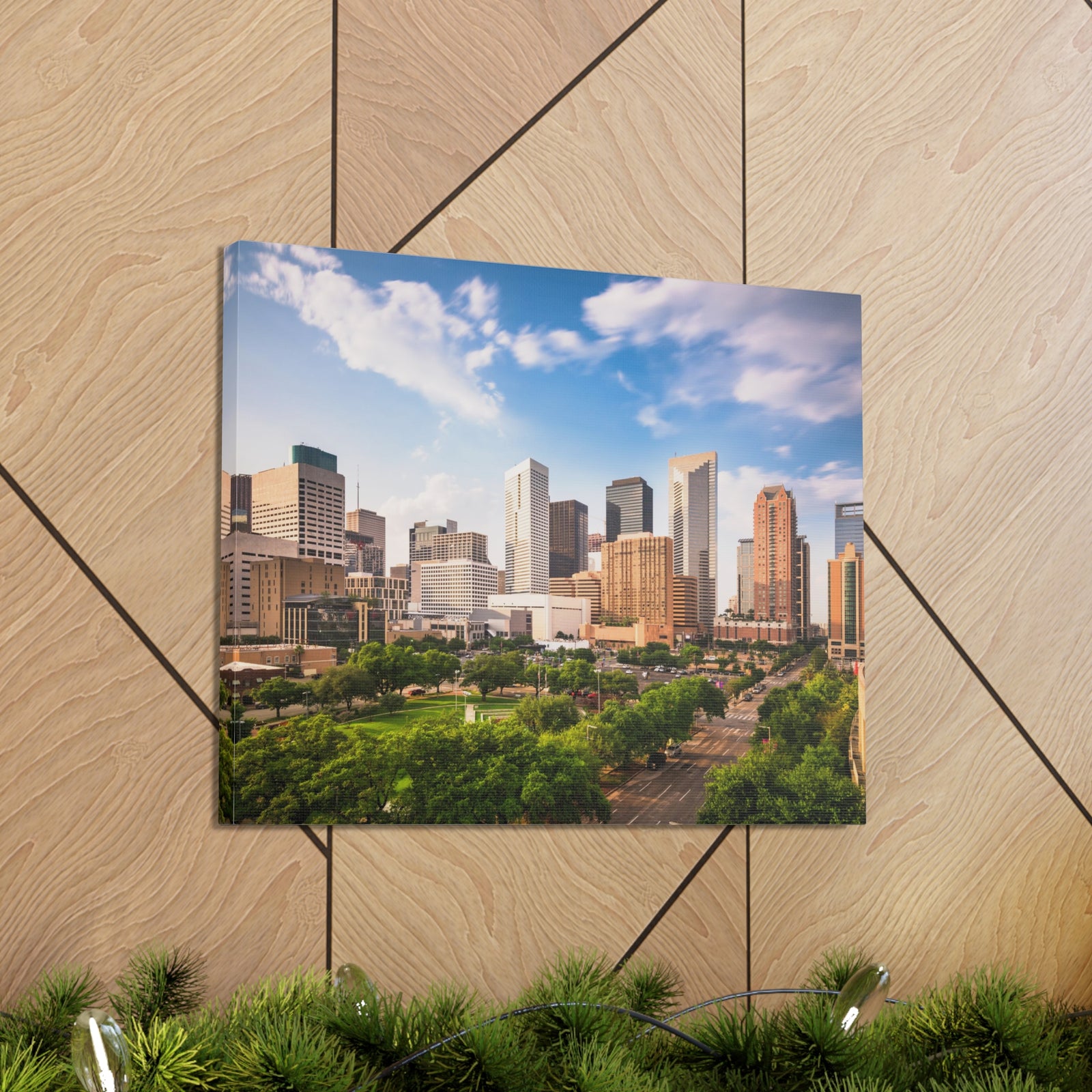 Houston Daytime Skyline Canvas Artwork High-Quality Breathtaking Stunning Cityscape for Home Decor Ready to Hang-Express Your Love Gifts