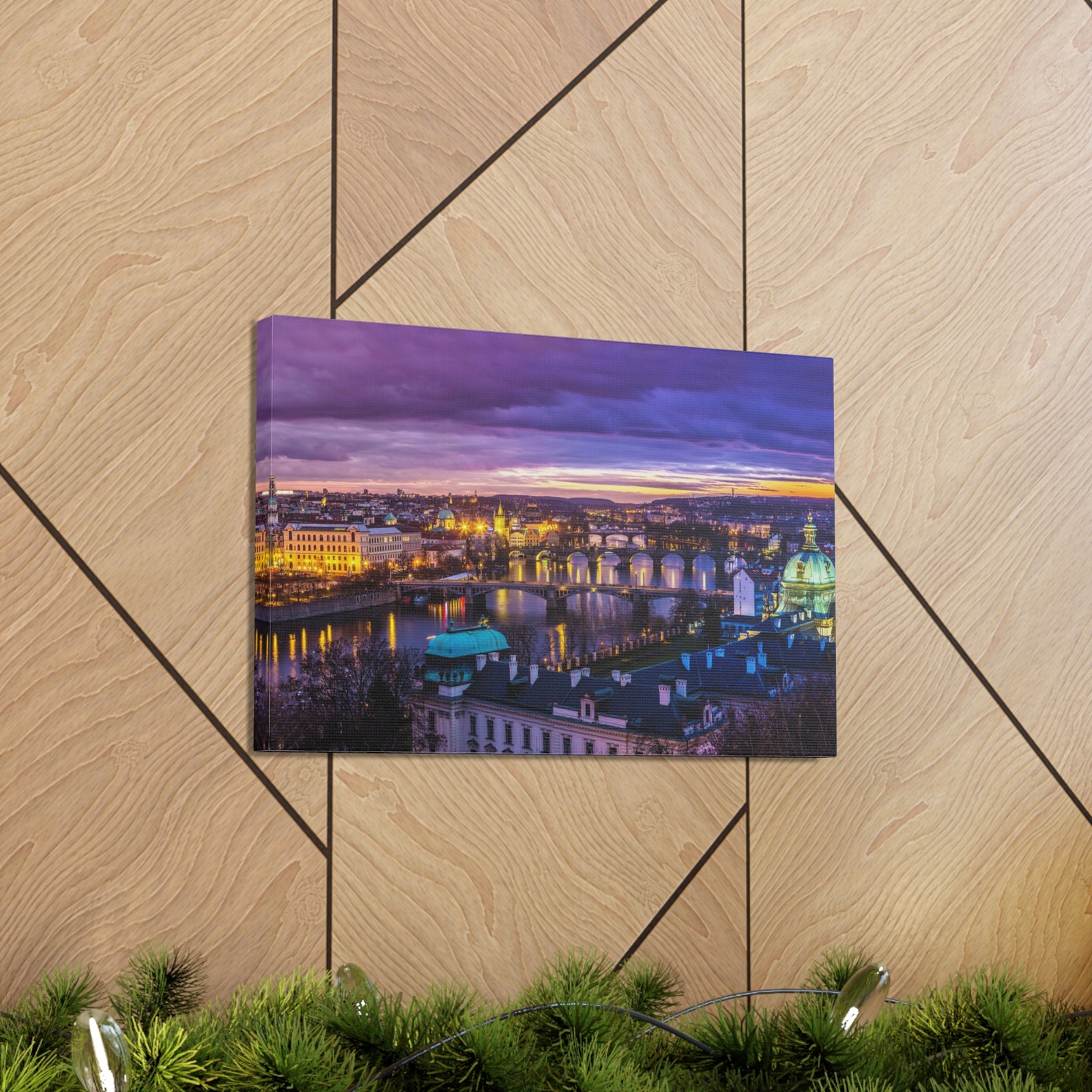 Prague Night Skyline Canvas Artwork High-Quality Breathtaking Stunning Cityscape for Home Decor Ready to Hang-Express Your Love Gifts