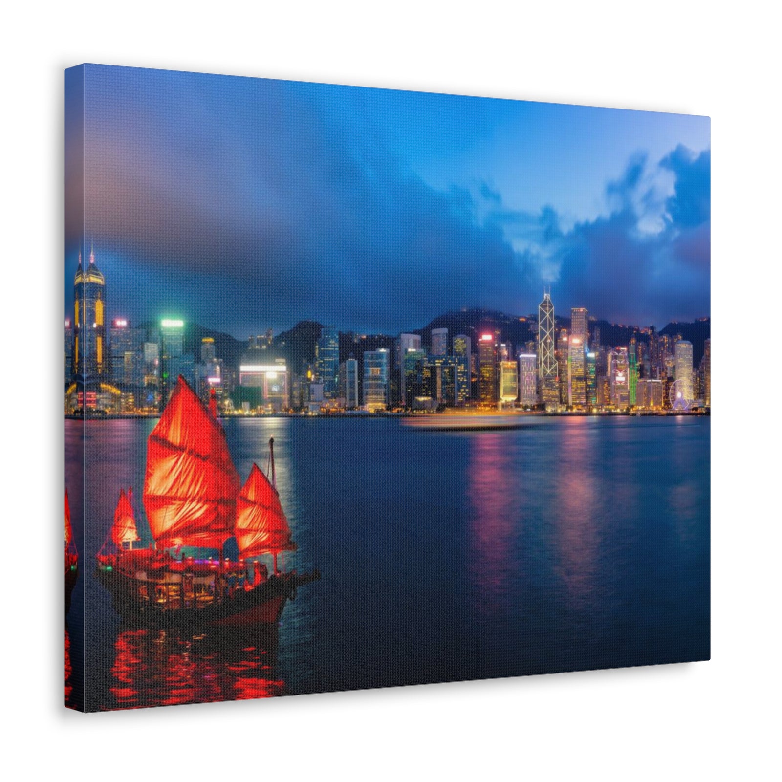 Hong Kong Night Skyline Canvas Artwork High-Quality Breathtaking Stunning Cityscape for Home Decor Ready to Hang-Express Your Love Gifts