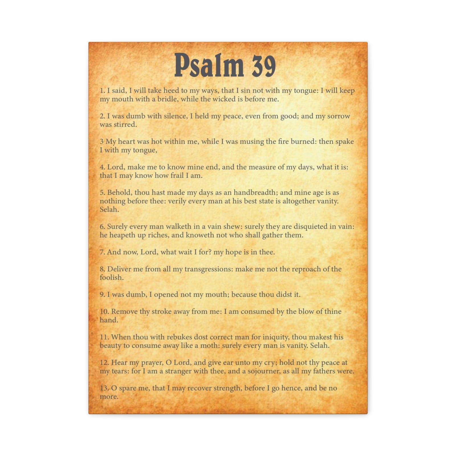 Scripture Walls Psalm 39 Gold Bible Chapter Canvas Christian Wall Art Ready to Hang-Express Your Love Gifts