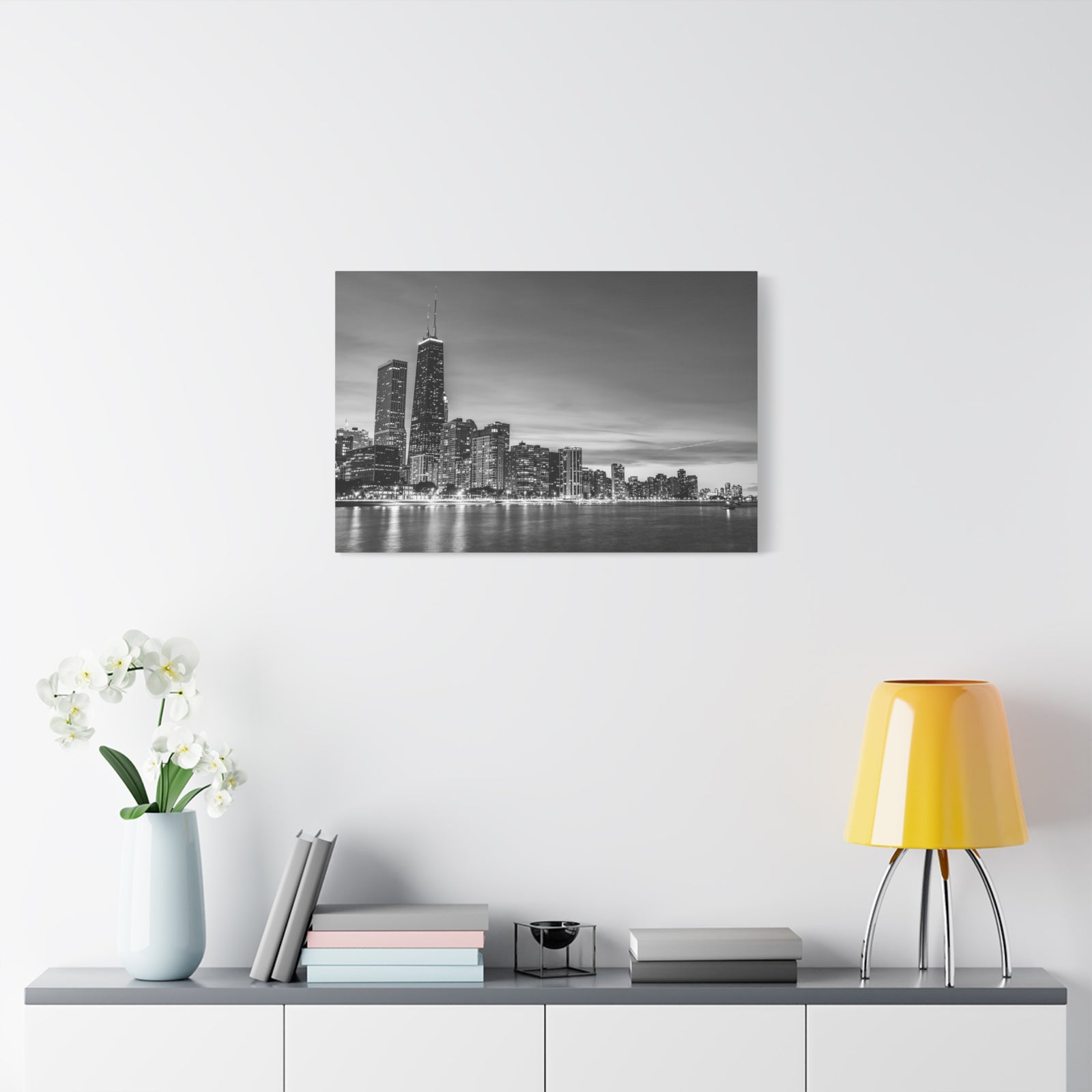 Chicago Black And White Skyline Canvas Artwork High-Quality Breathtaking Stunning Cityscape for Home Decor Ready to Hang-Express Your Love Gifts