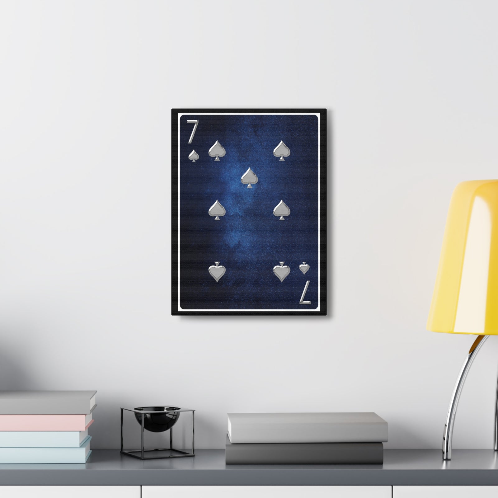 Seven Of Spades Space Background Playing Card Canvas Wall Art for Home Decor Ready-to-Hang-Express Your Love Gifts