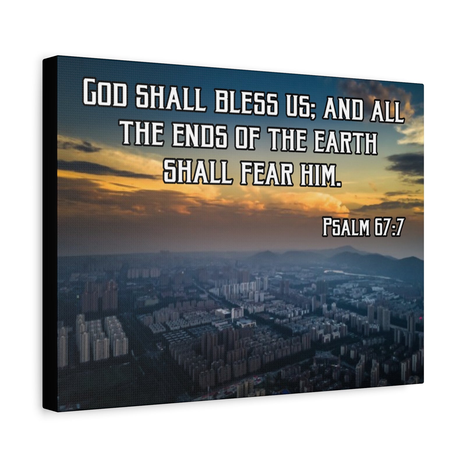 Bible Verse Canvas God Shall Bless Us Psalm 67:7 Christian Home Décor Wall Art Scripture Ready to Hang Faith Print-Express Your Love Gifts
