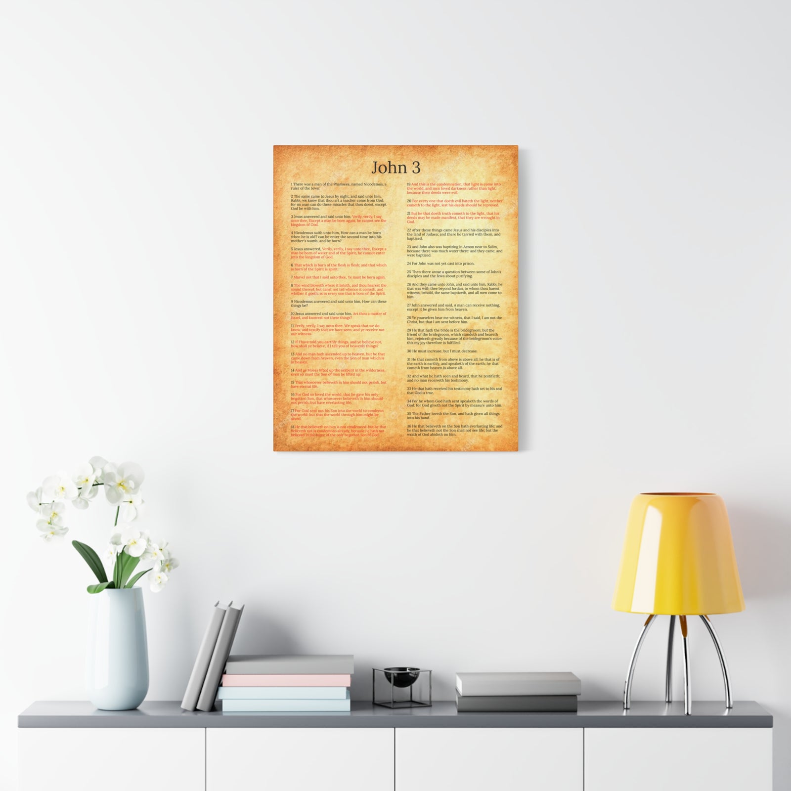 Scripture Walls John 3 Jesus and Nicodemus Gold Christian Wall Art Print Ready to Hang Unframed-Express Your Love Gifts