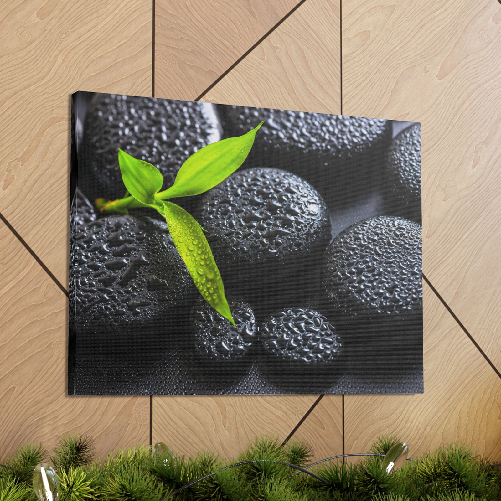 Green Branch Bamboo Forest Floral Nature Photography Canvas Wall Art for Home Decor Ready-to-Hang-Express Your Love Gifts