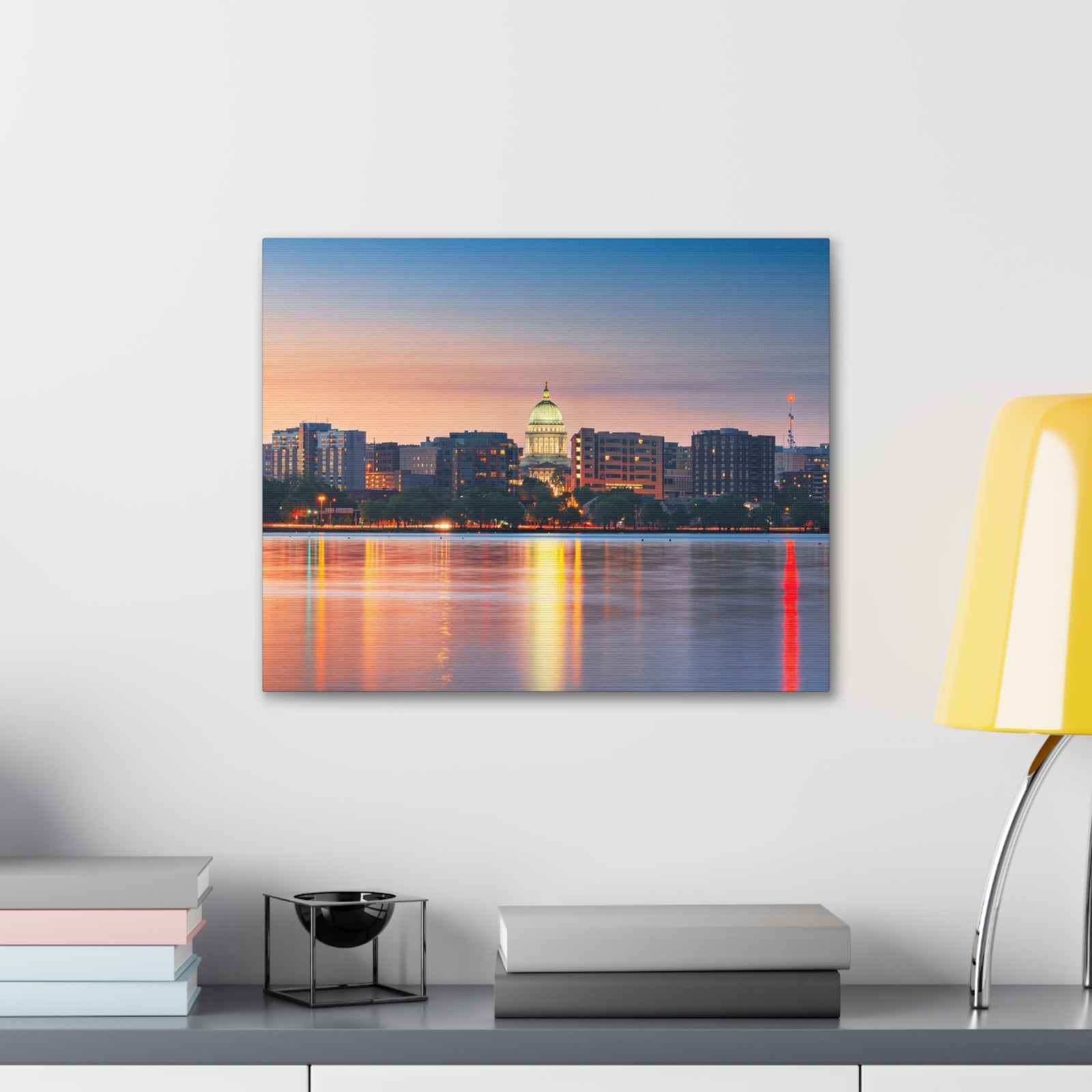 Madison Night Skyline Canvas Artwork High-Quality Breathtaking Stunning Cityscape for Home Decor Ready to Hang-Express Your Love Gifts