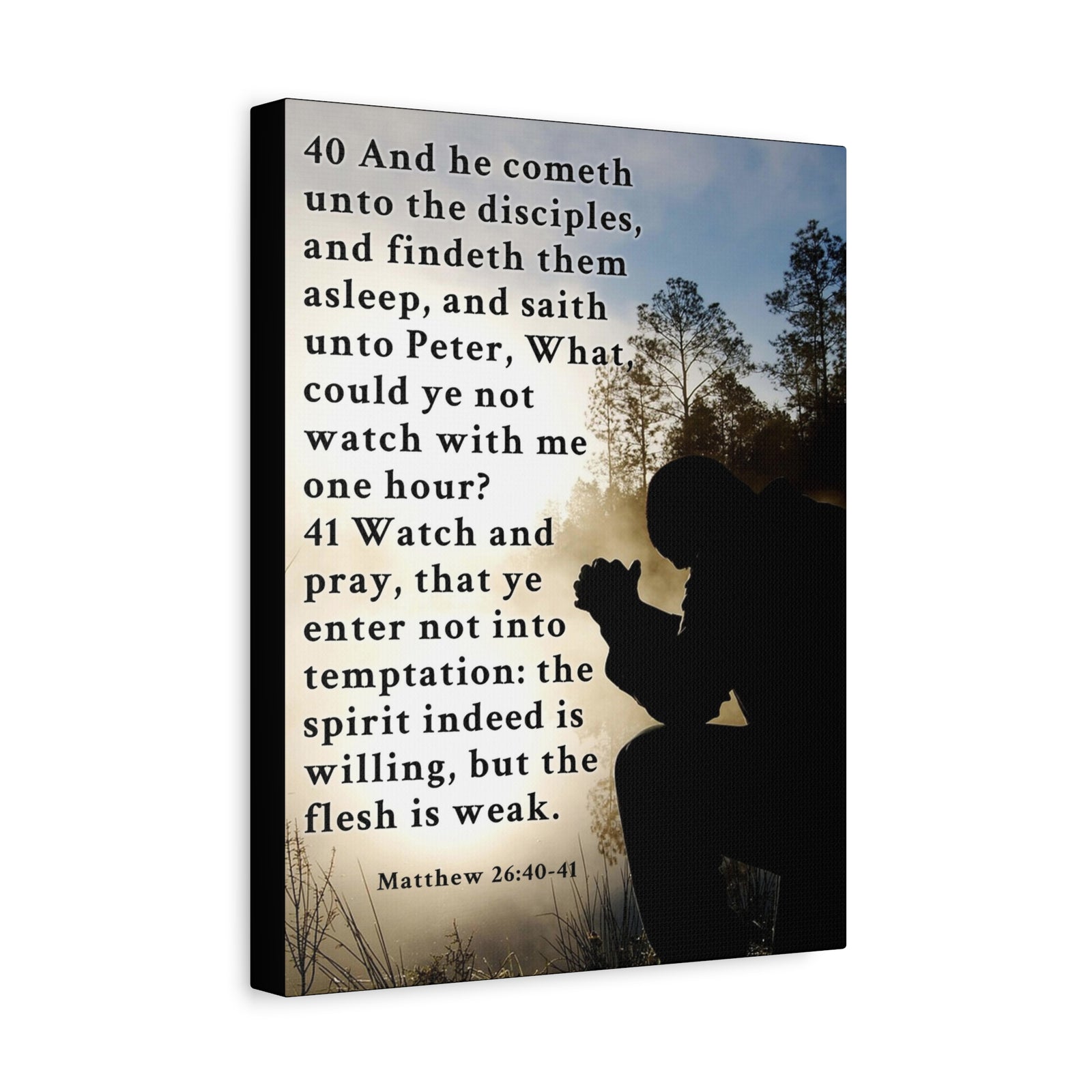 Matthew 26:40-41 Watch and Pray Bible Verse Canvas – Christian Wall Art, Ready to Hang-Express Your Love Gifts