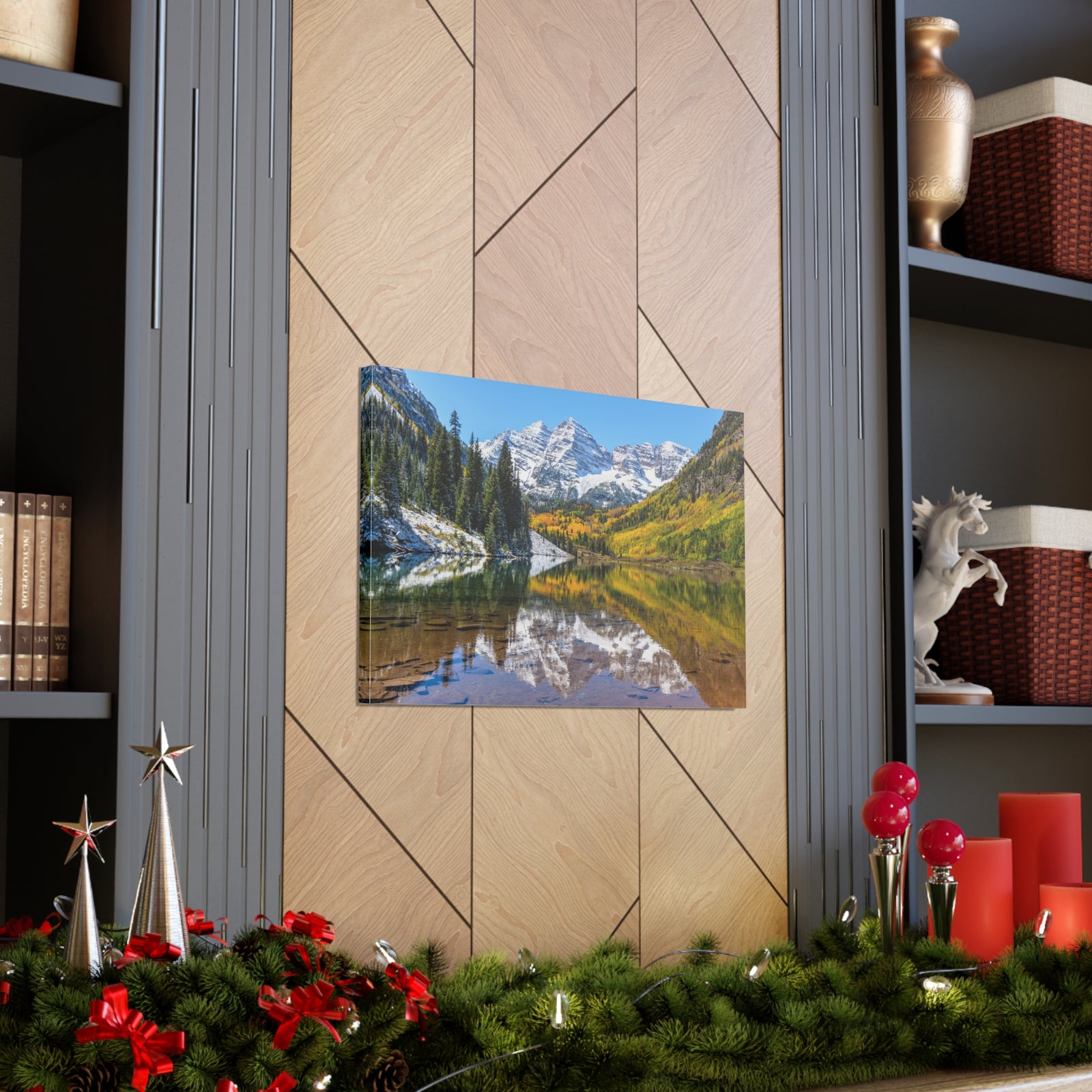 Forest Lake Mountains Nature Wilderness Photography Canvas Wall Art for Home Decor Ready-to-Hang-Express Your Love Gifts